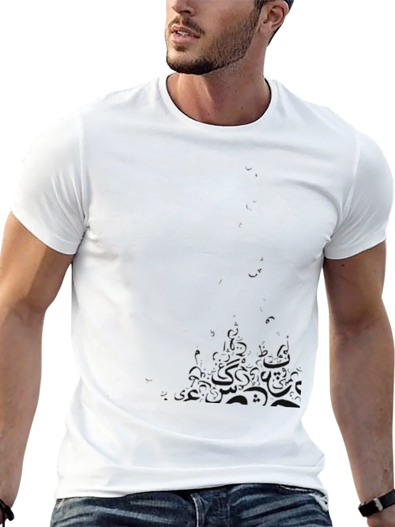 Mens Black Graphic Tee - Castle Design