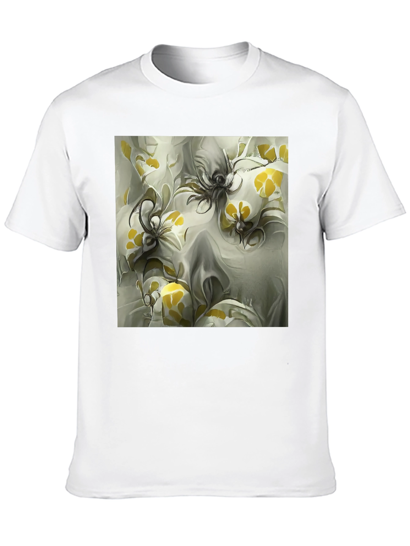 Abstract Floral Print Black T-Shirt