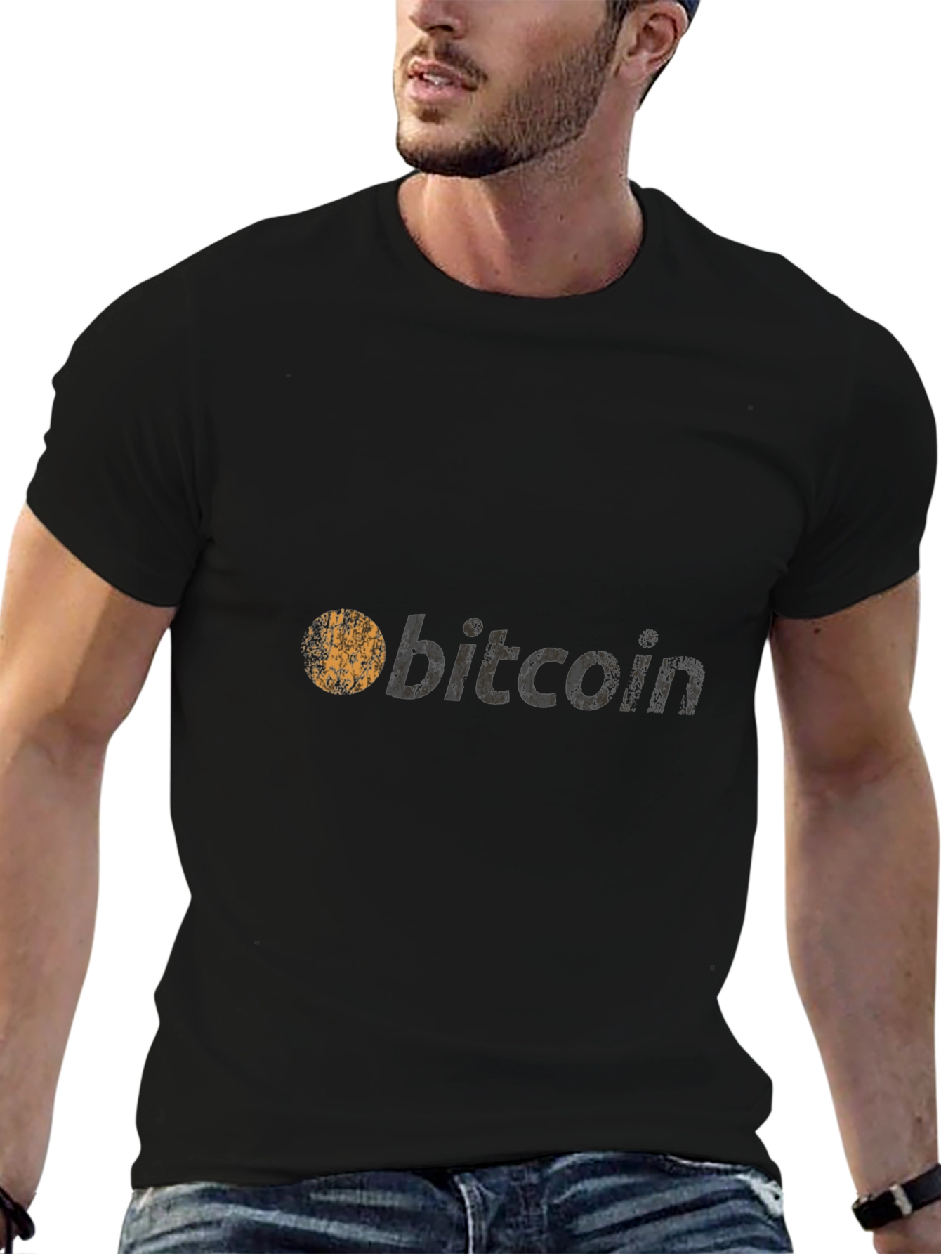 Bitcoin Crypto T-Shirt - Grunge Style Black Tee