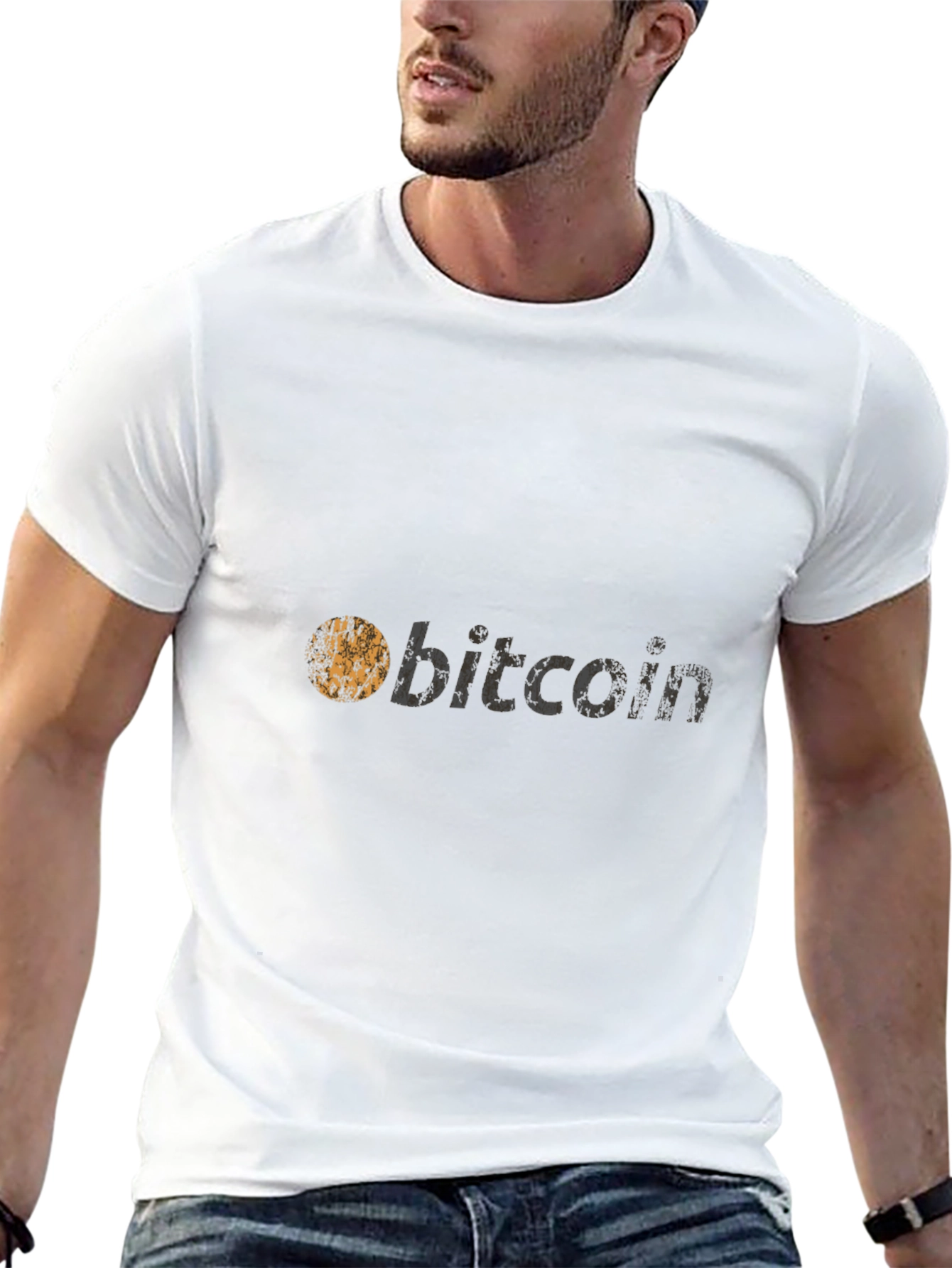 Bitcoin Crypto T-Shirt - Grunge Style Black Tee