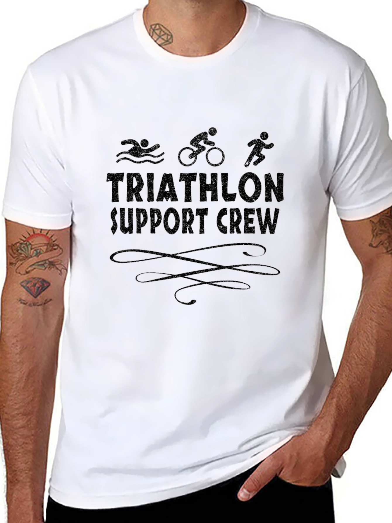 Triathlon Support Crew Black T-Shirt