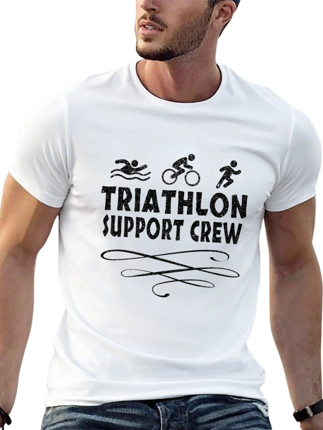 Triathlon Support Crew Black T-Shirt