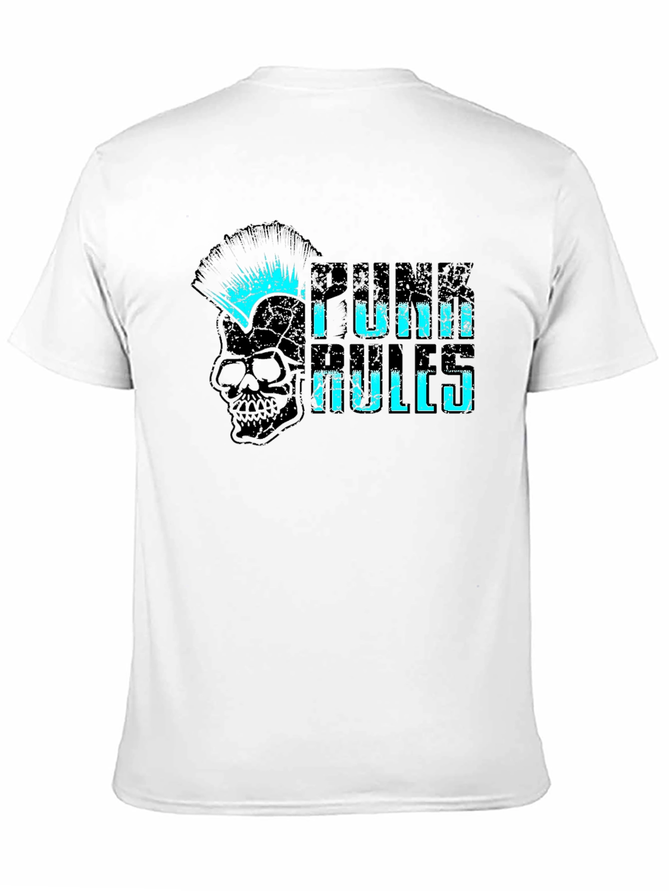 Punk Rules Skull Graphic Tee - Black Cotton T-Shirt