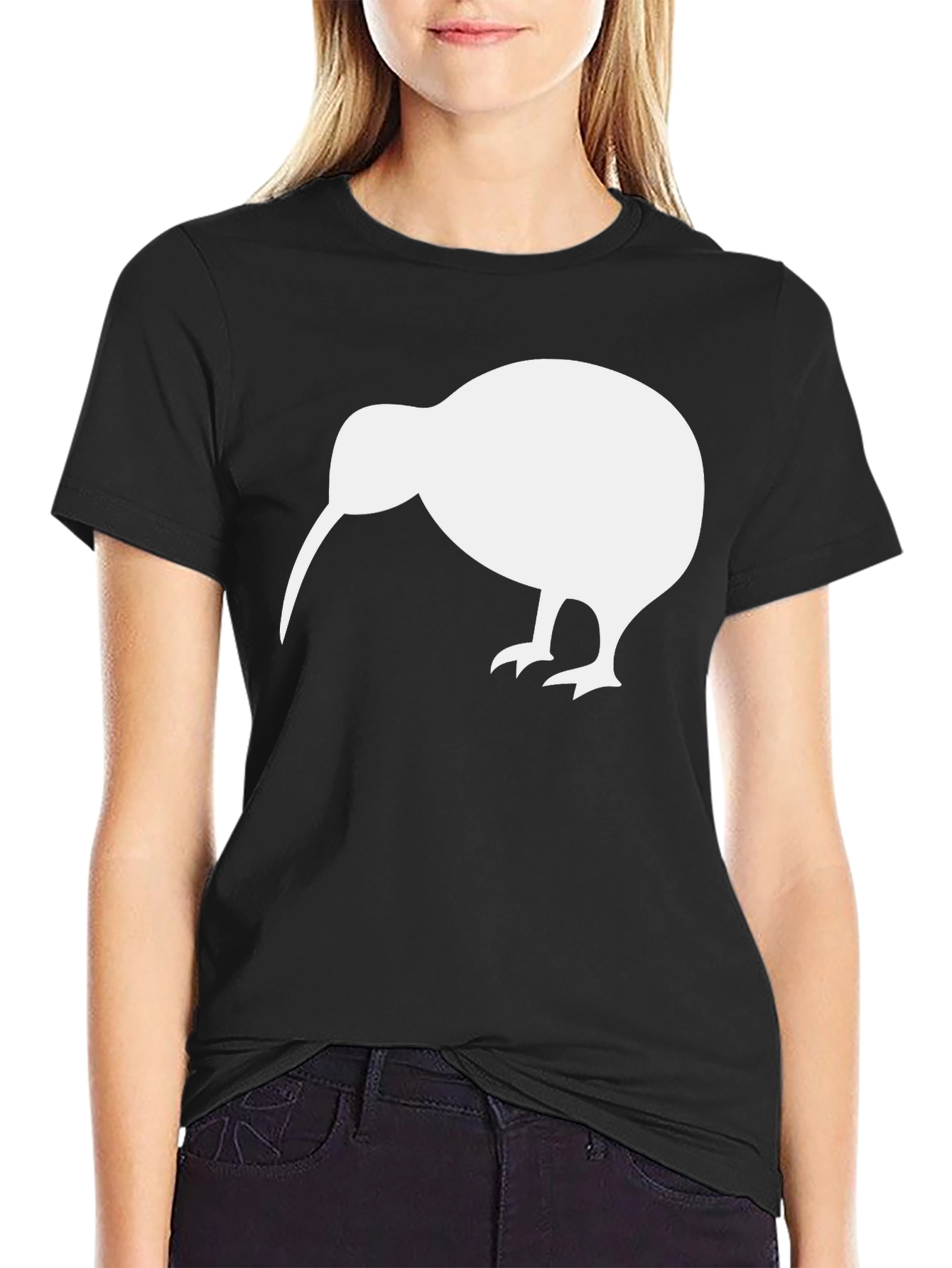 Kiwi Bird Graphic Tee - Black Cotton T-Shirt