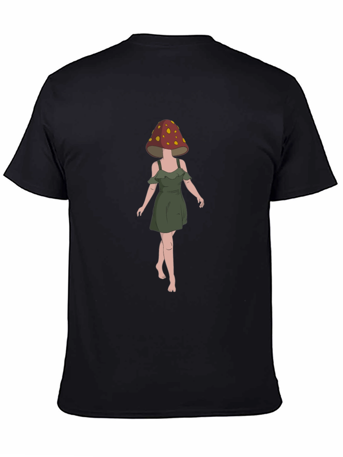 Mushroom Head Woman Black T-Shirt