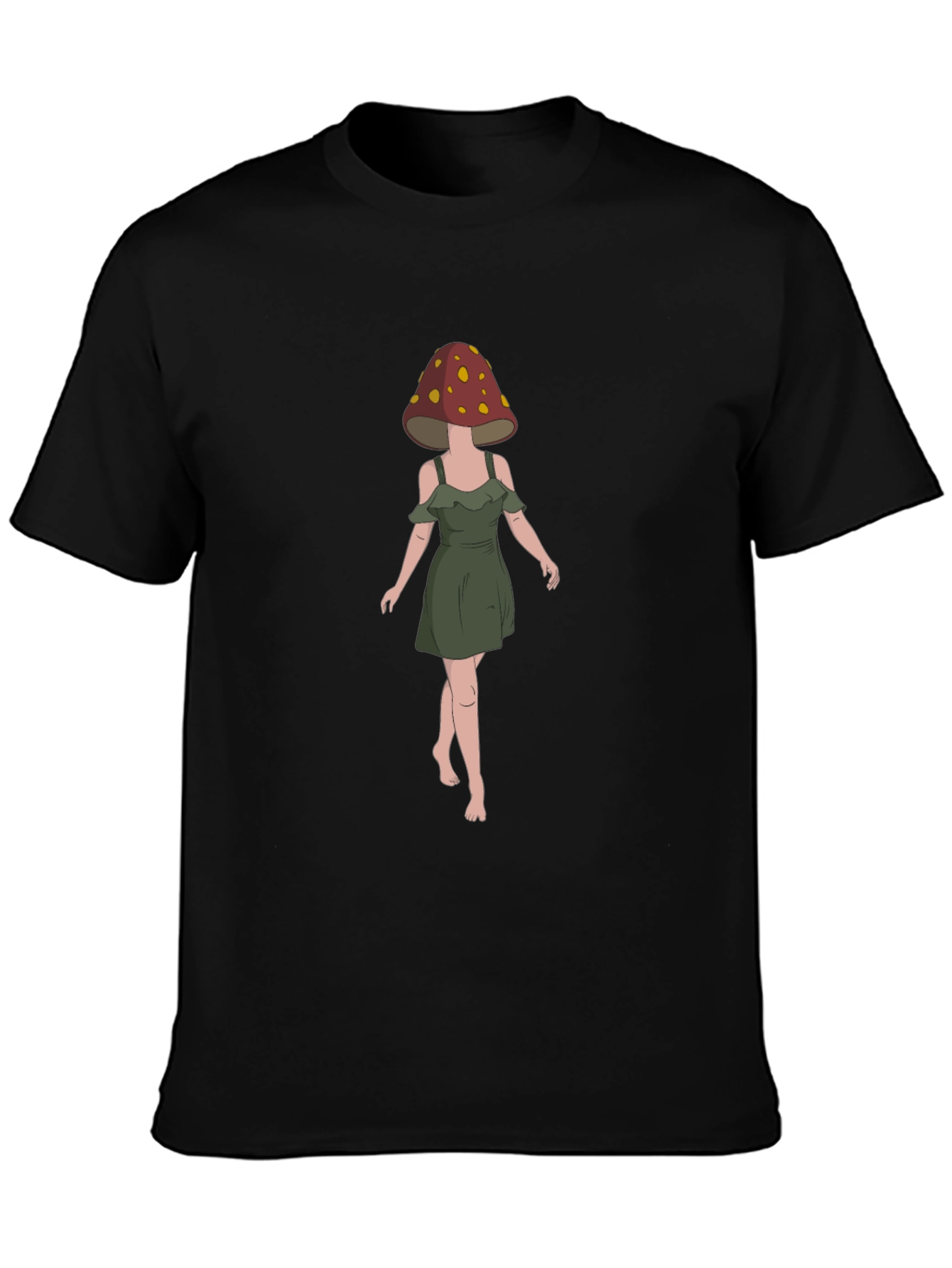 Mushroom Head Woman Black T-Shirt