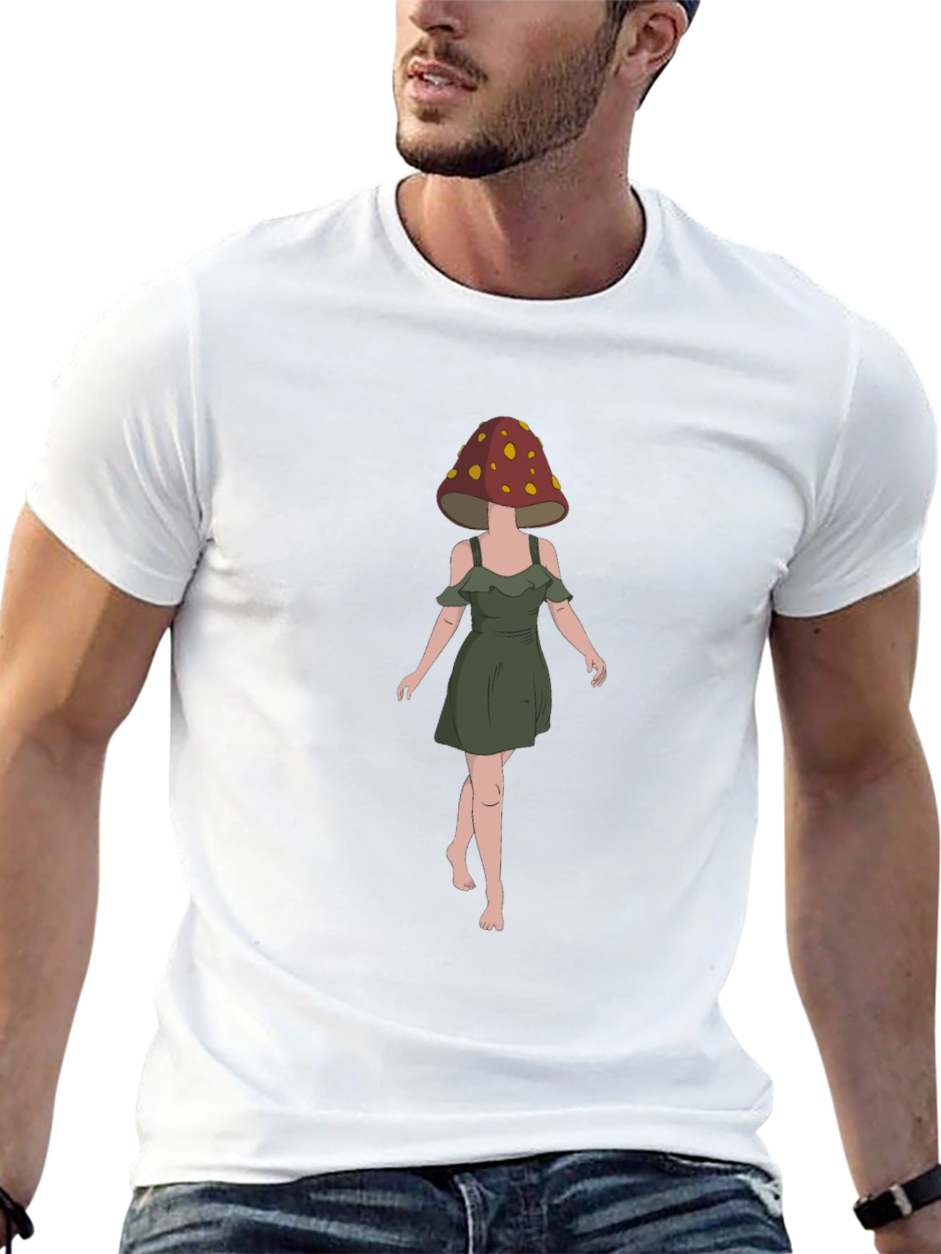 Mushroom Head Woman Black T-Shirt