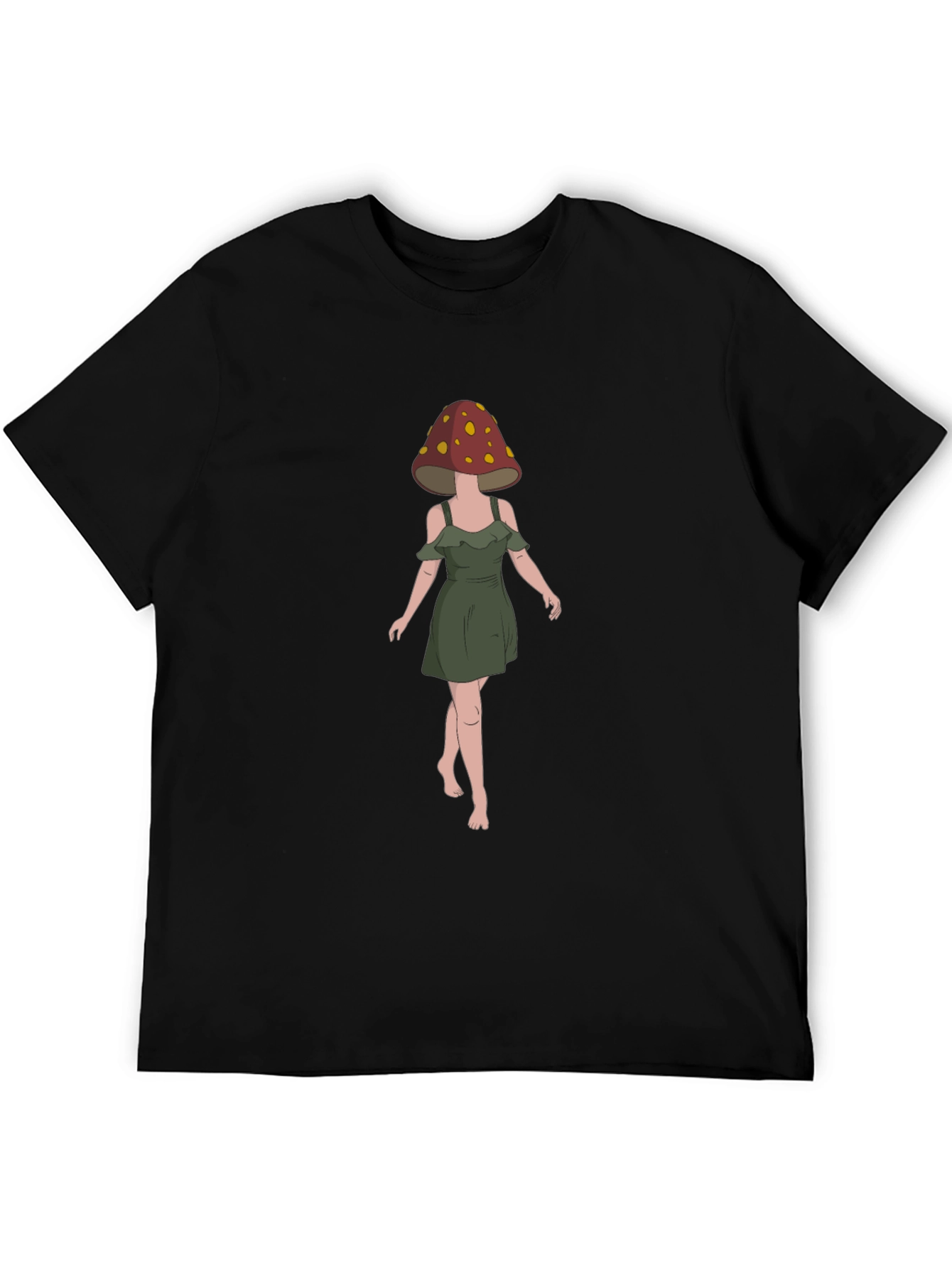 Mushroom Head Woman Black T-Shirt