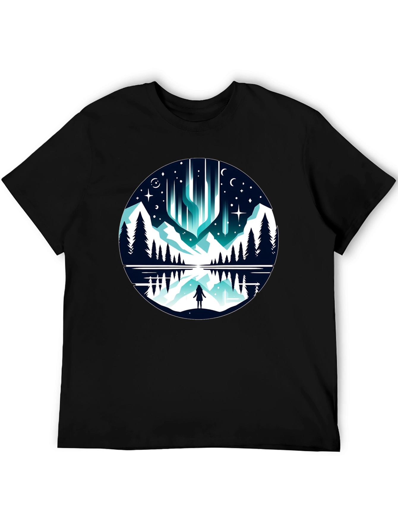 Aurora Borealis T-Shirt - Mountain Reflection