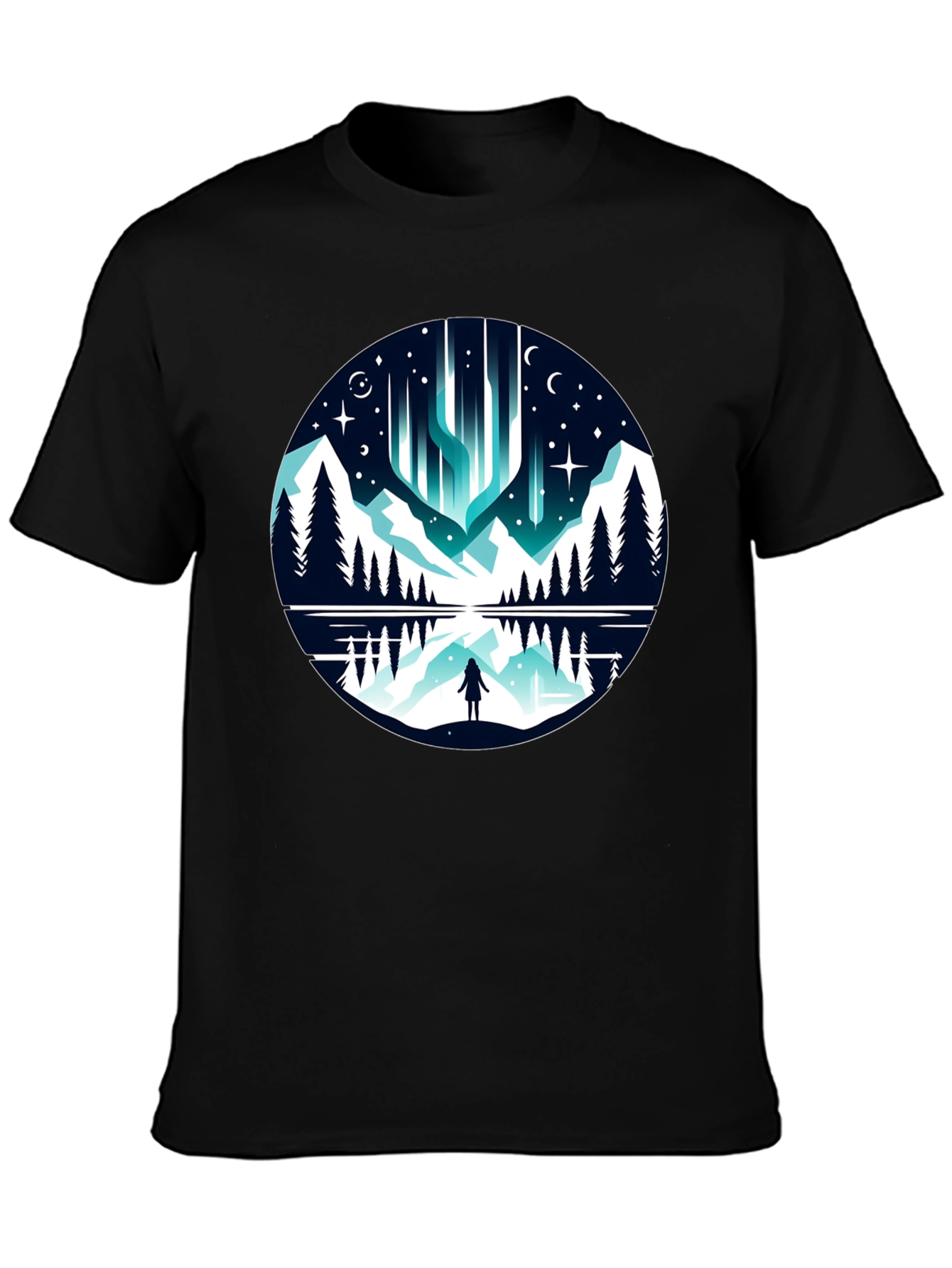 Aurora Borealis T-Shirt - Mountain Reflection