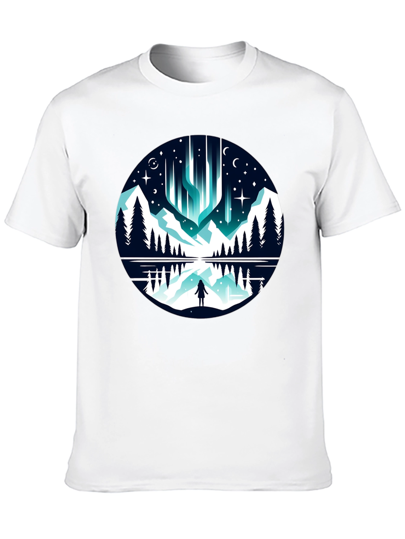 Aurora Borealis T-Shirt - Mountain Reflection