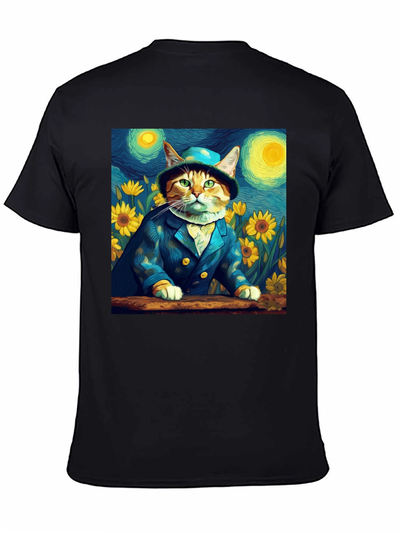 Starry Night Cat T-Shirt - Artistic Apparel