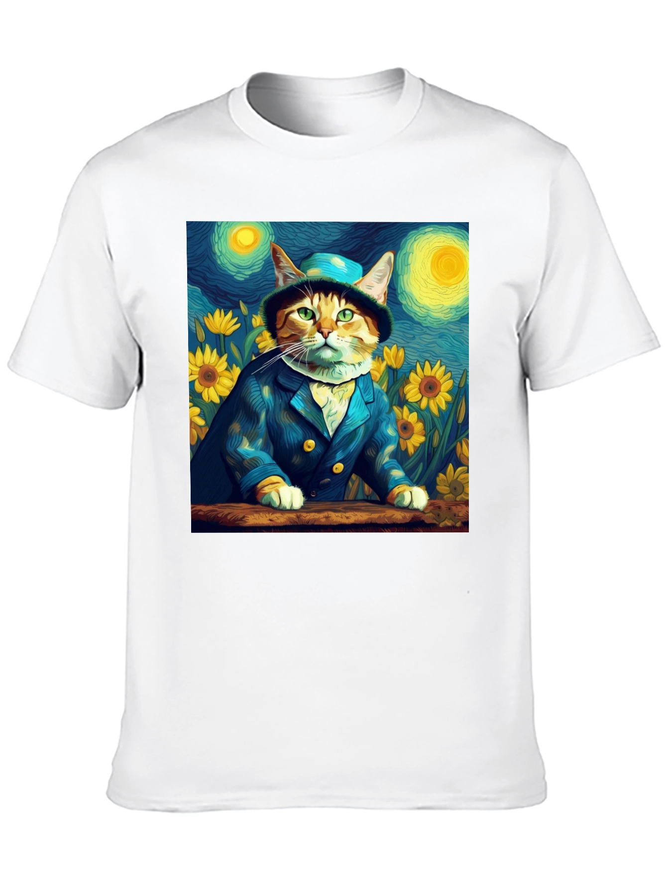 Starry Night Cat T-Shirt - Artistic Apparel