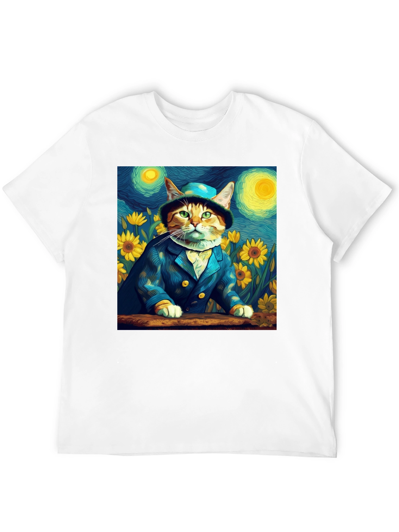Starry Night Cat T-Shirt - Artistic Apparel