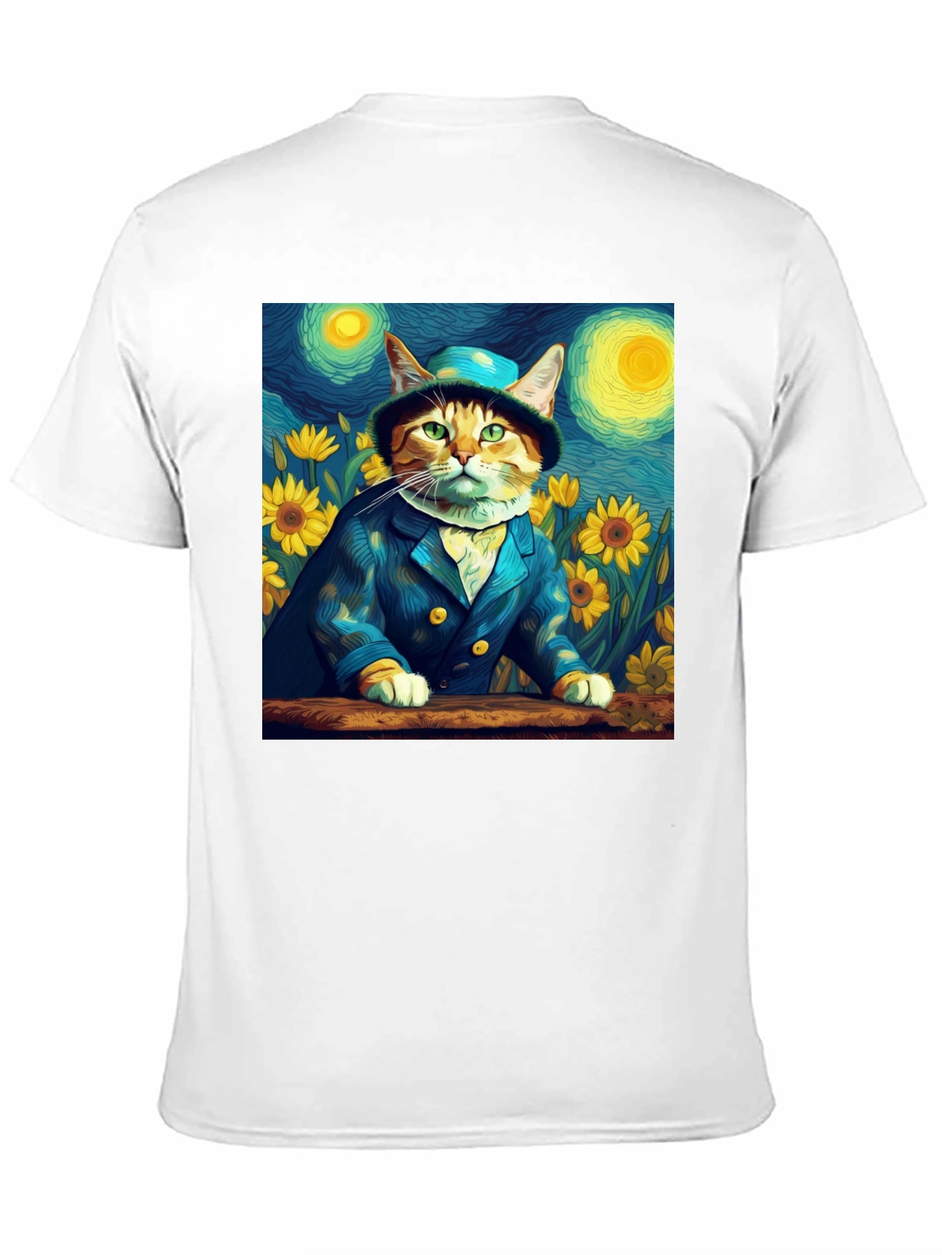 Starry Night Cat T-Shirt - Artistic Apparel