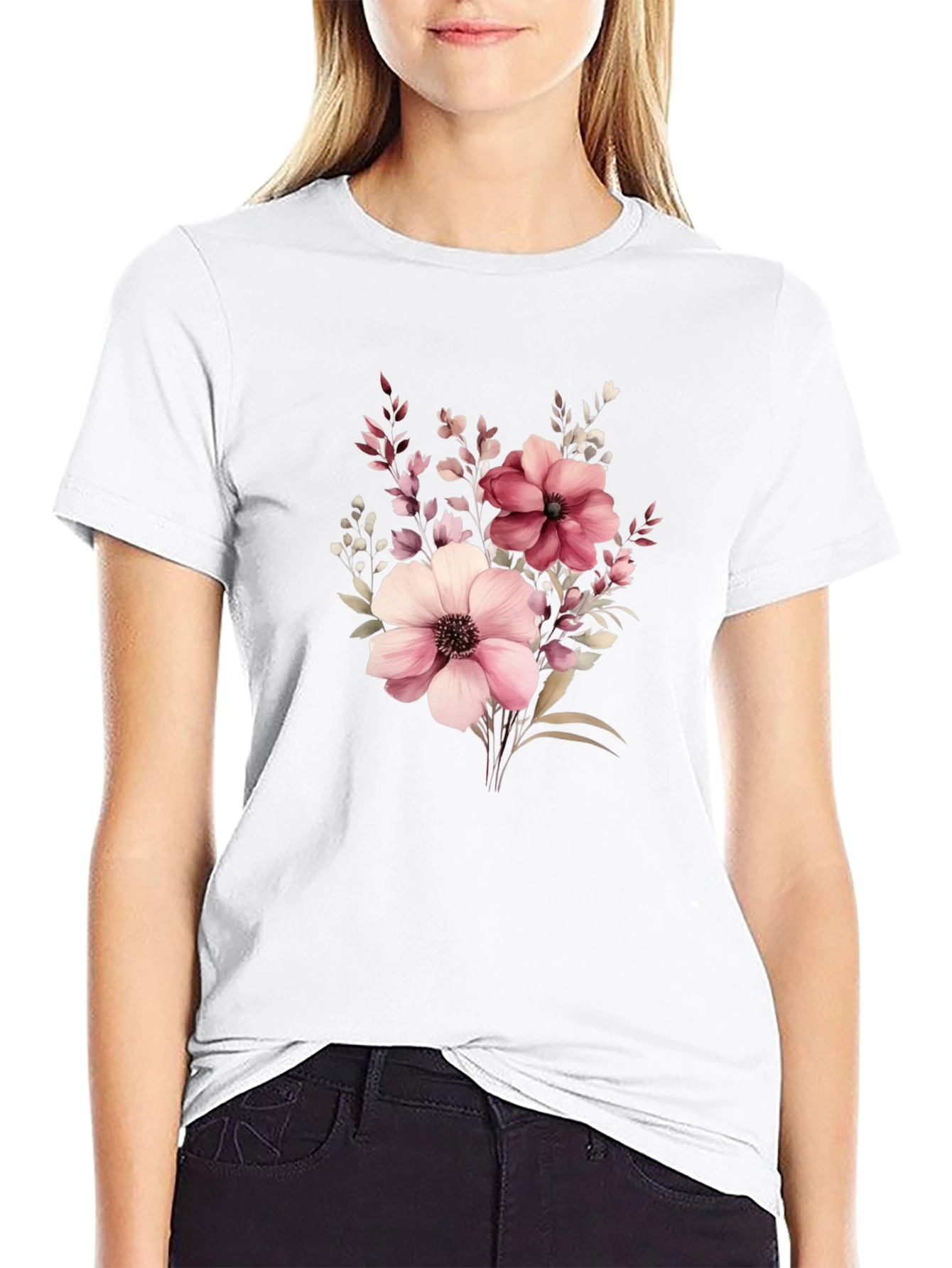 Floral Print Black T-Shirt