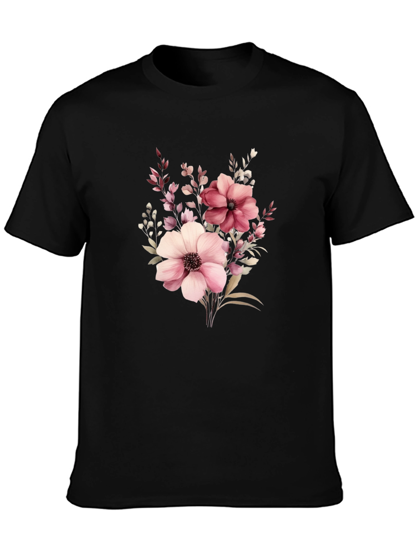 Floral Print Black T-Shirt