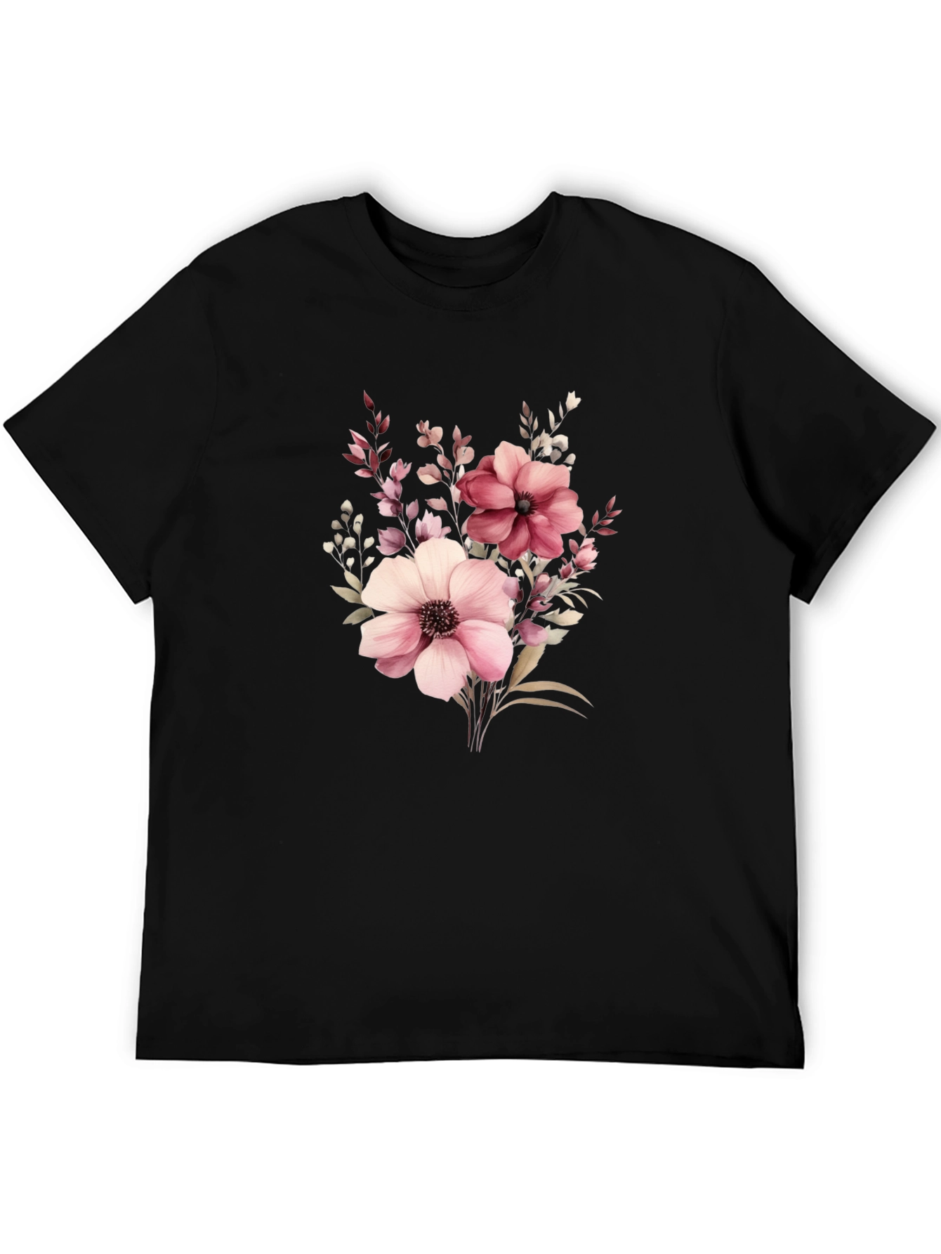 Floral Print Black T-Shirt