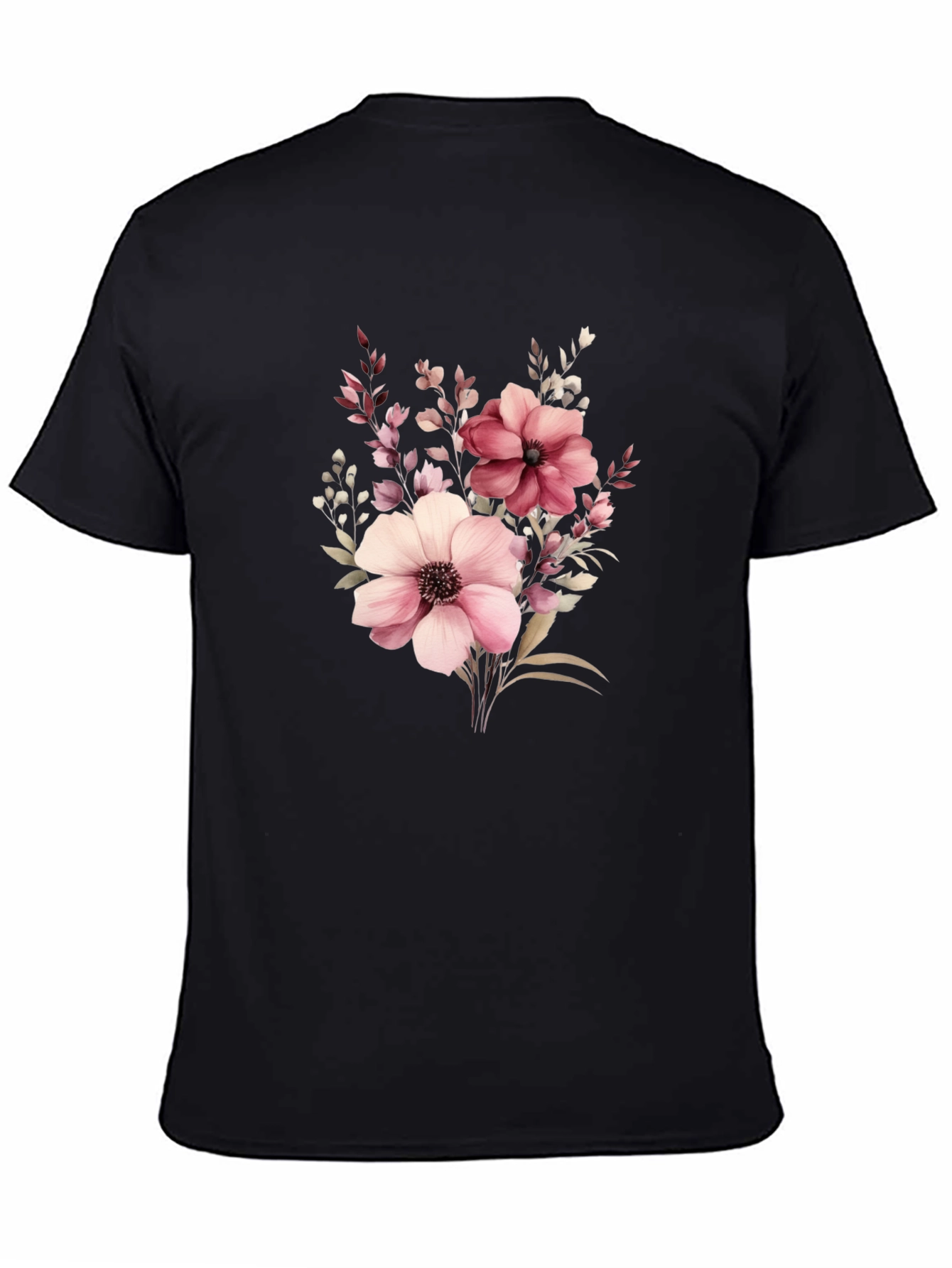 Floral Print Black T-Shirt