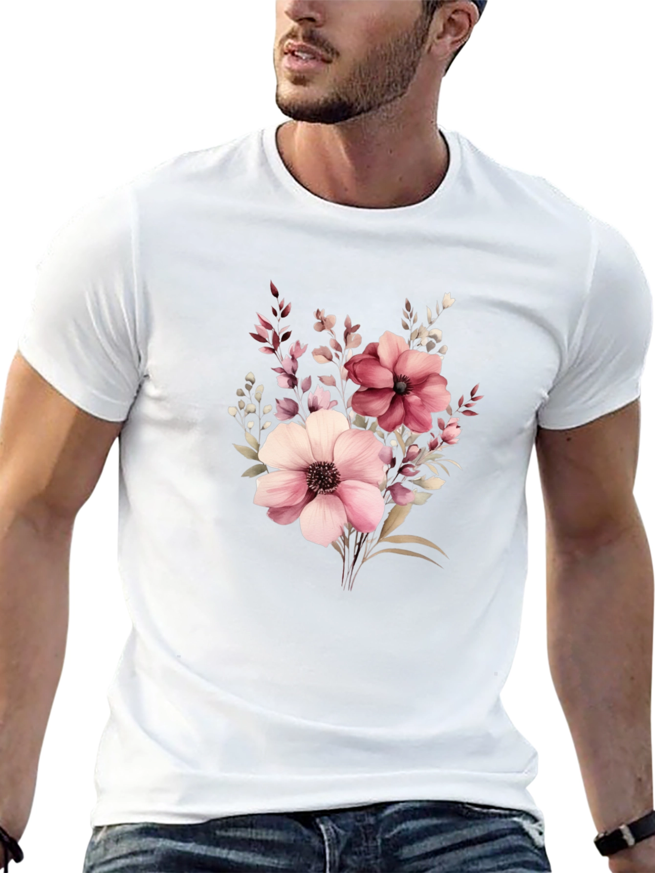 Floral Print Black T-Shirt