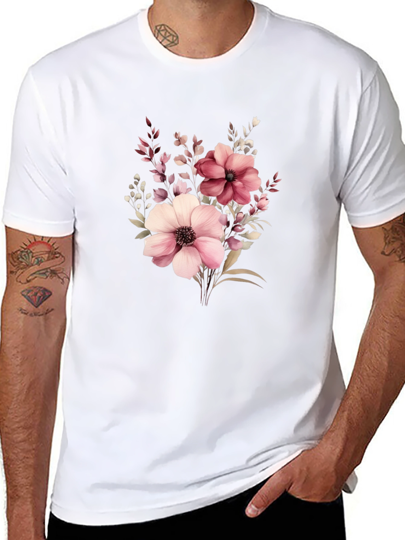 Floral Print Black T-Shirt