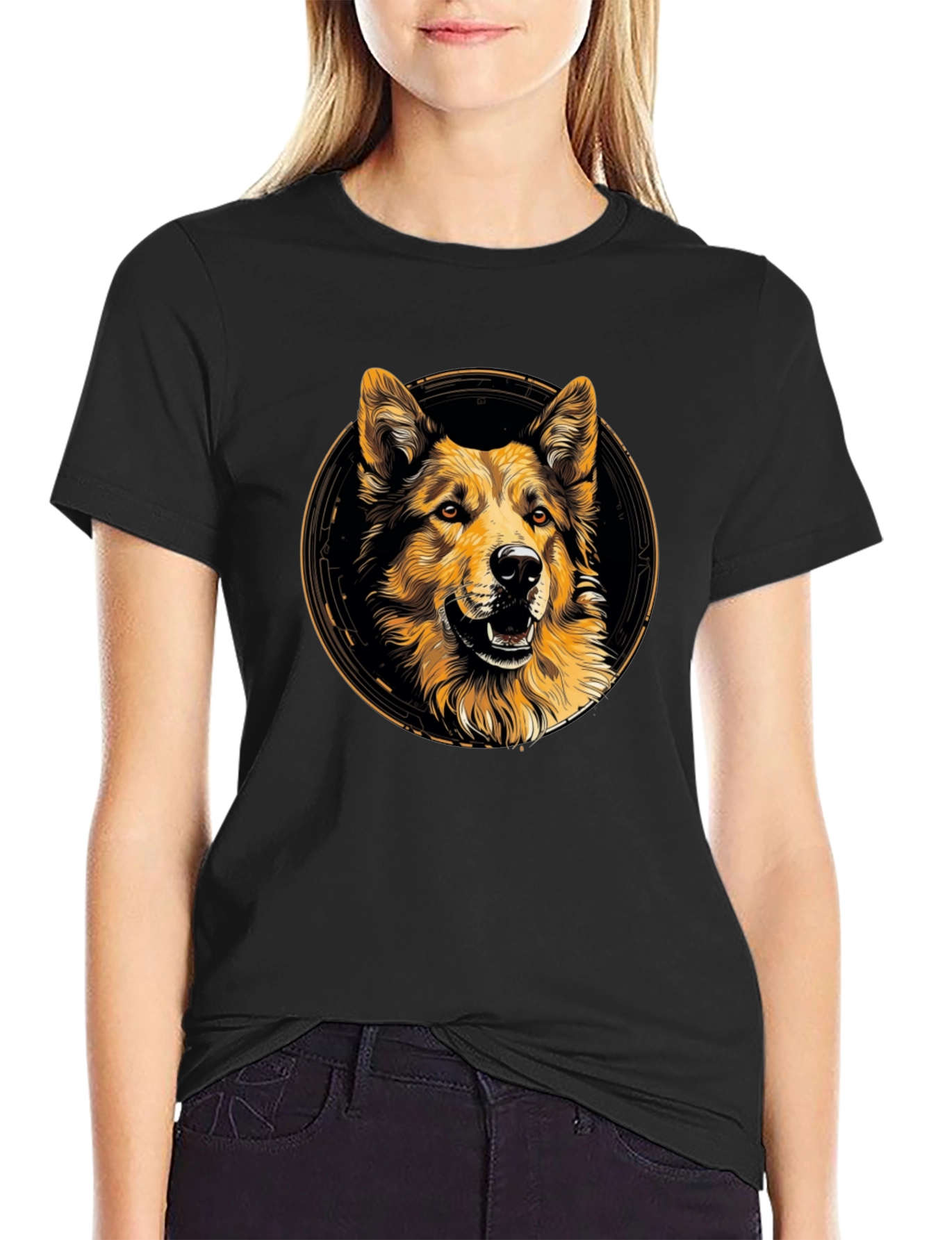Dog Graphic Print Crew Neck T-Shirt