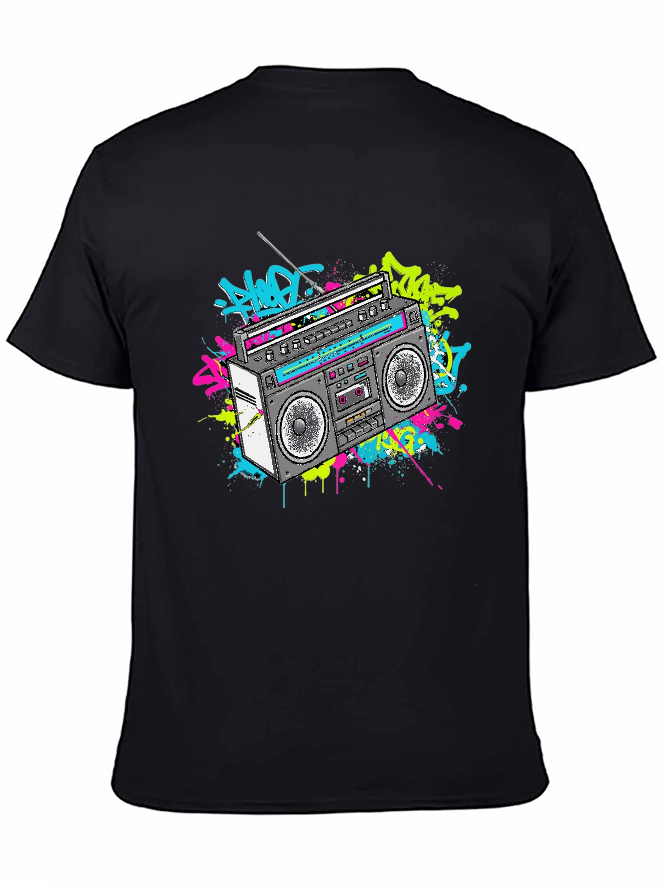 Retro Boombox Graphic Tee - 80s Style T-Shirt