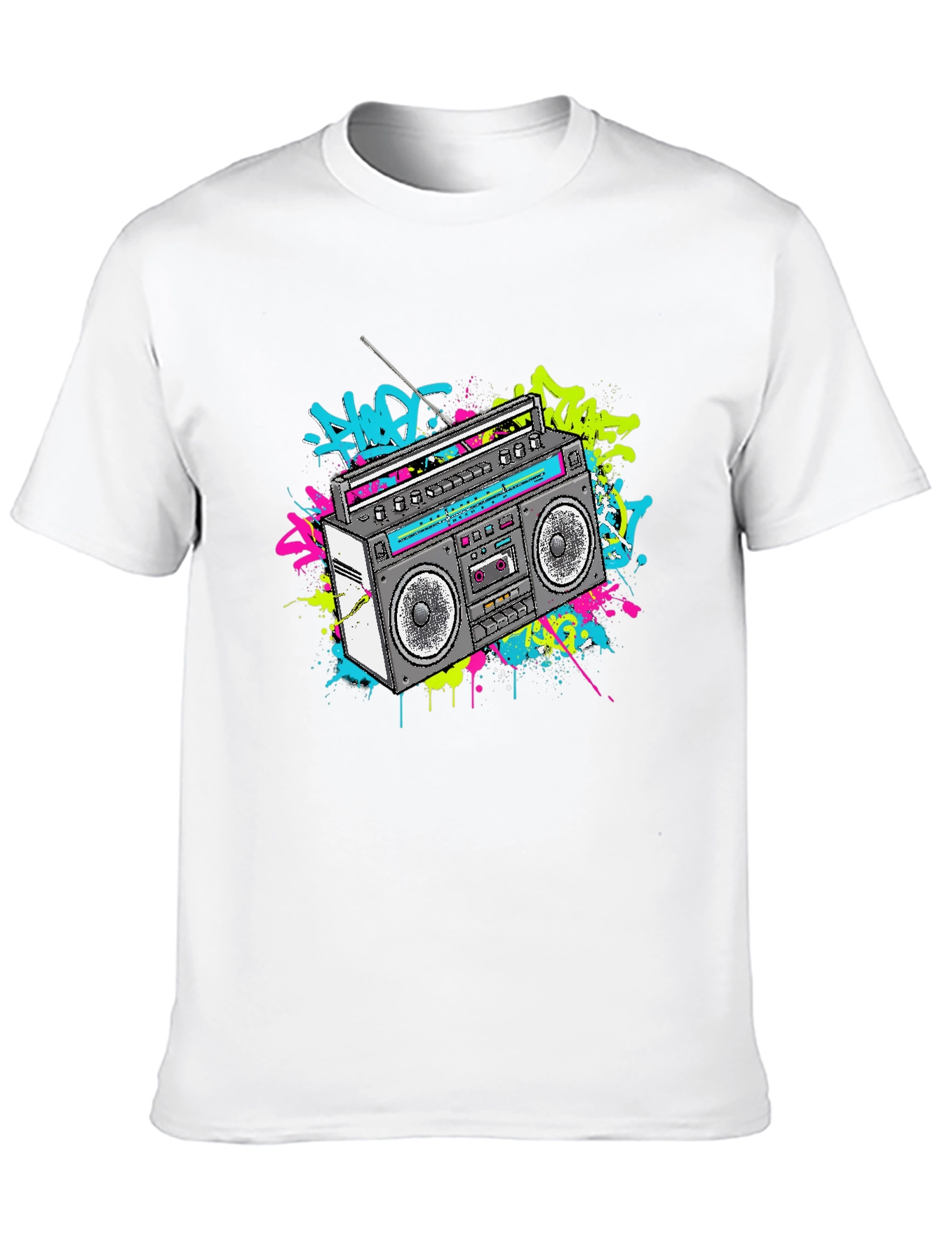 Retro Boombox Graphic Tee - 80s Style T-Shirt
