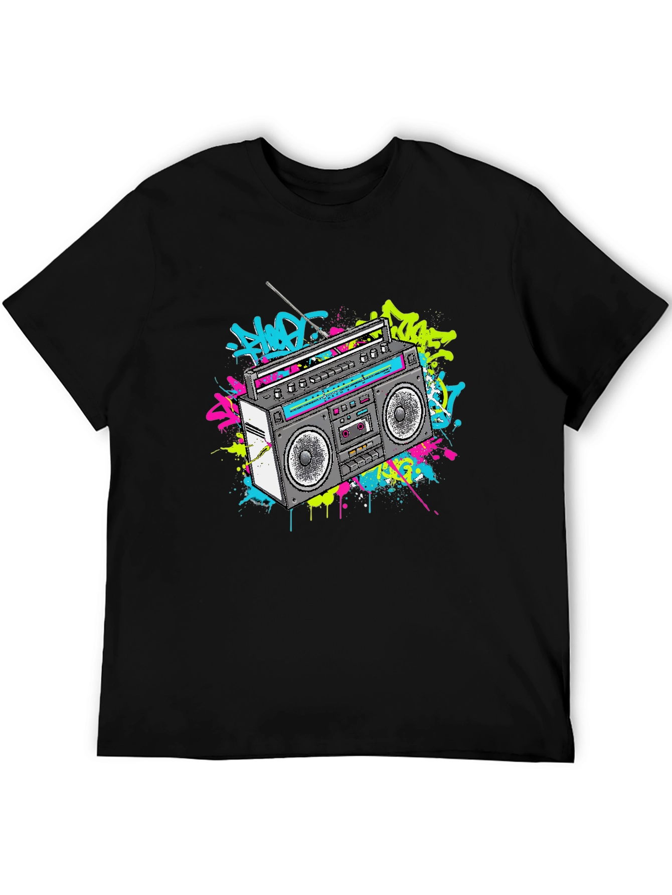 Retro Boombox Graphic Tee - 80s Style T-Shirt