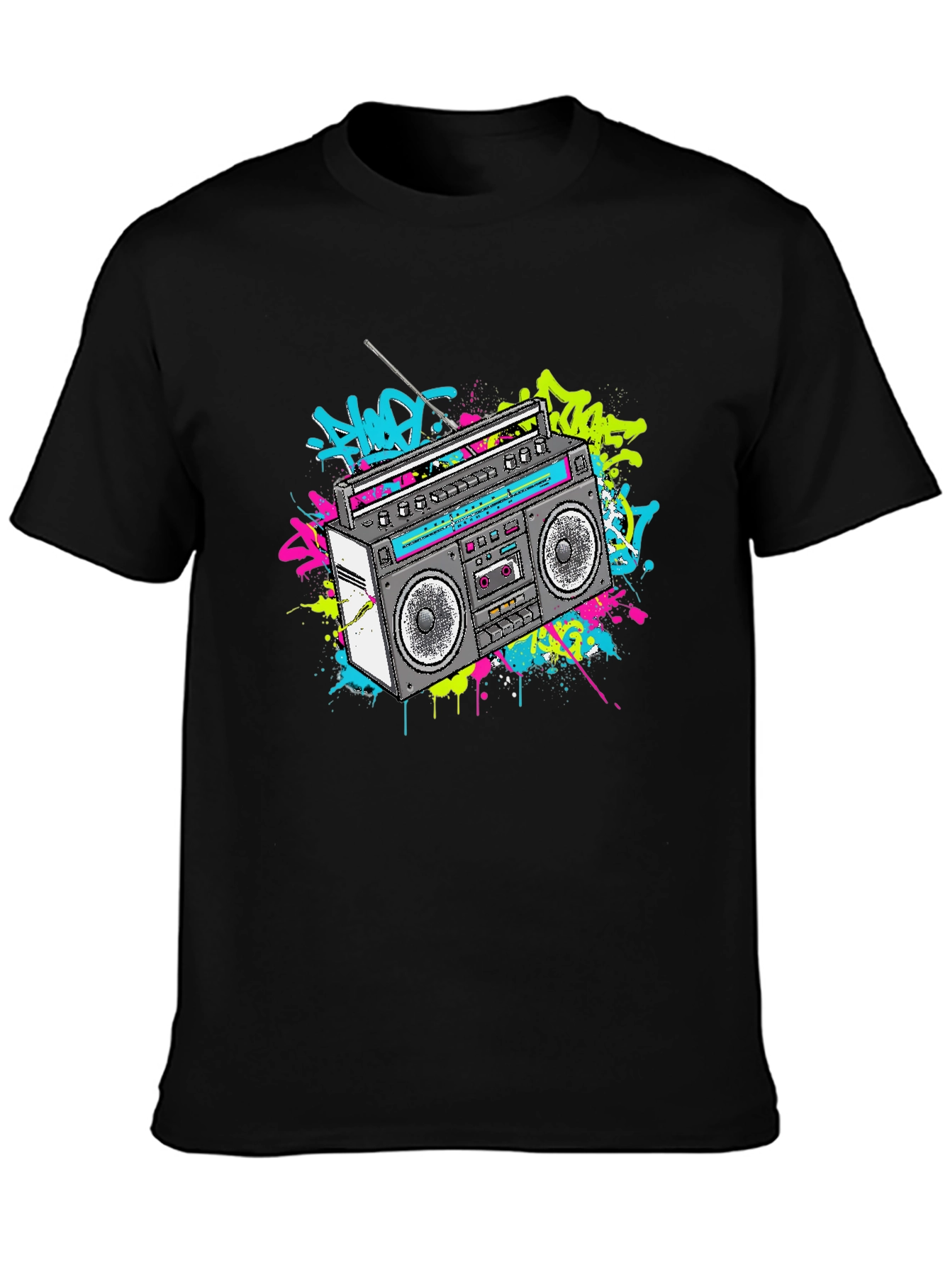 Retro Boombox Graphic Tee - 80s Style T-Shirt