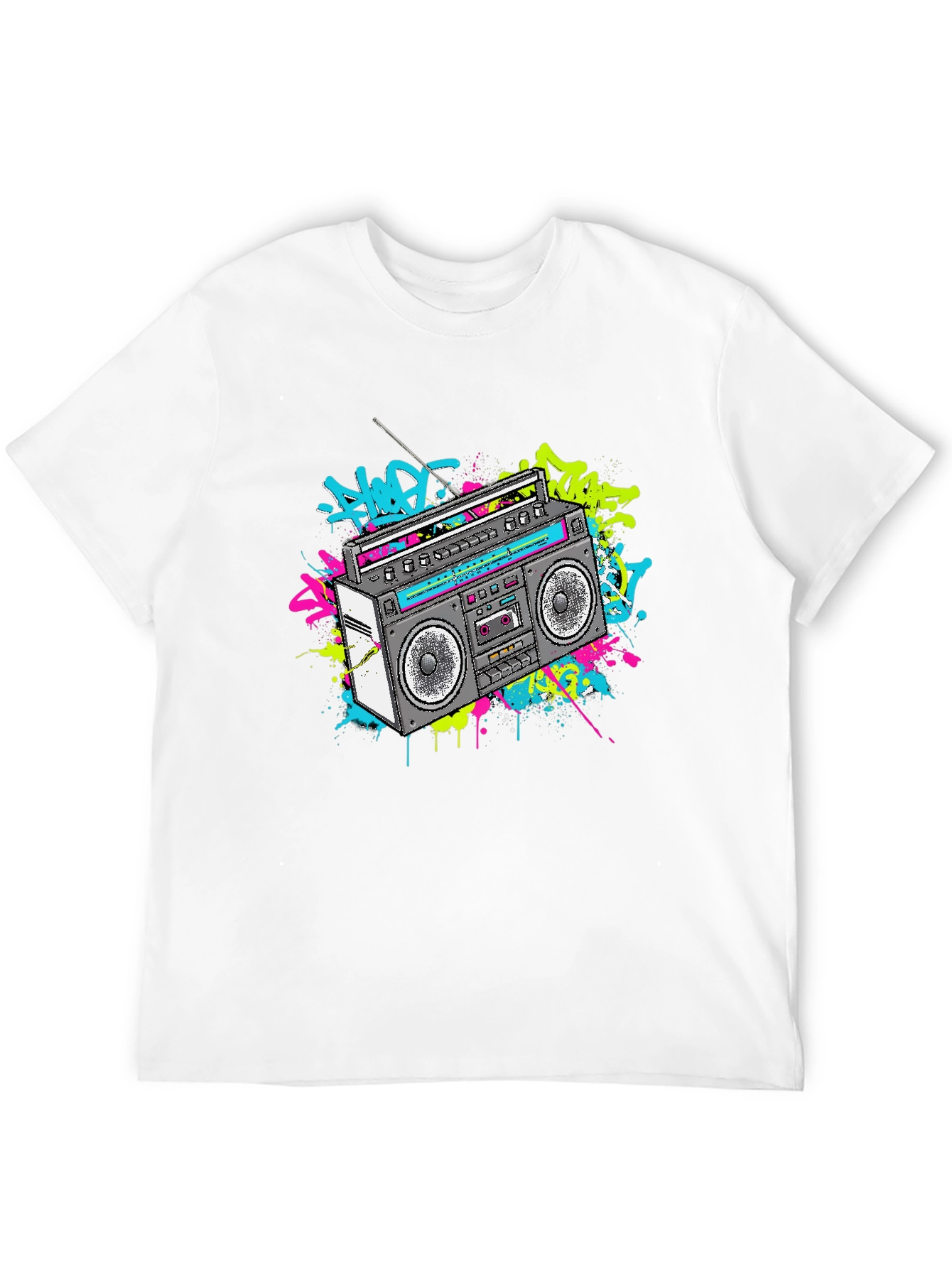 Retro Boombox Graphic Tee - 80s Style T-Shirt