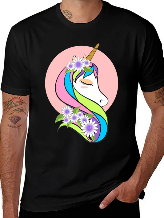 Unicorn Graphic Tee - Black Cotton Blend Comfort