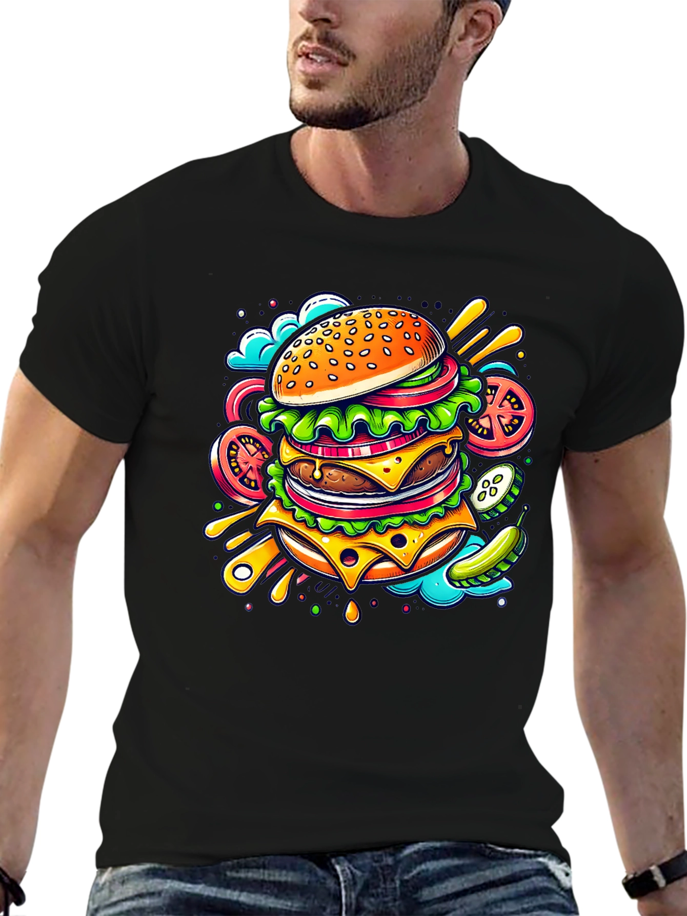 Burger Graphic Tee - Stylish Comfort