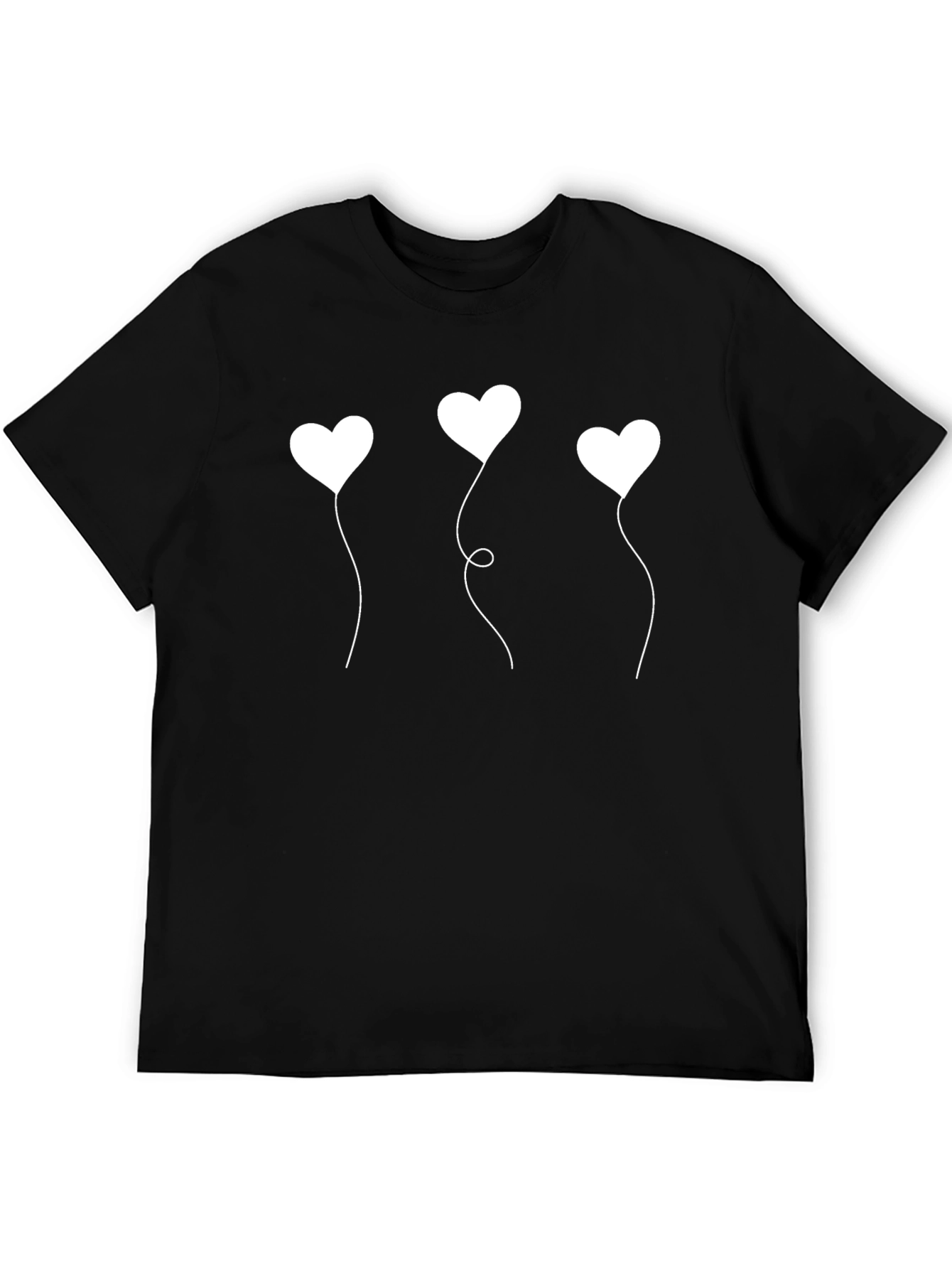 Heart Balloons Graphic Black T-Shirt