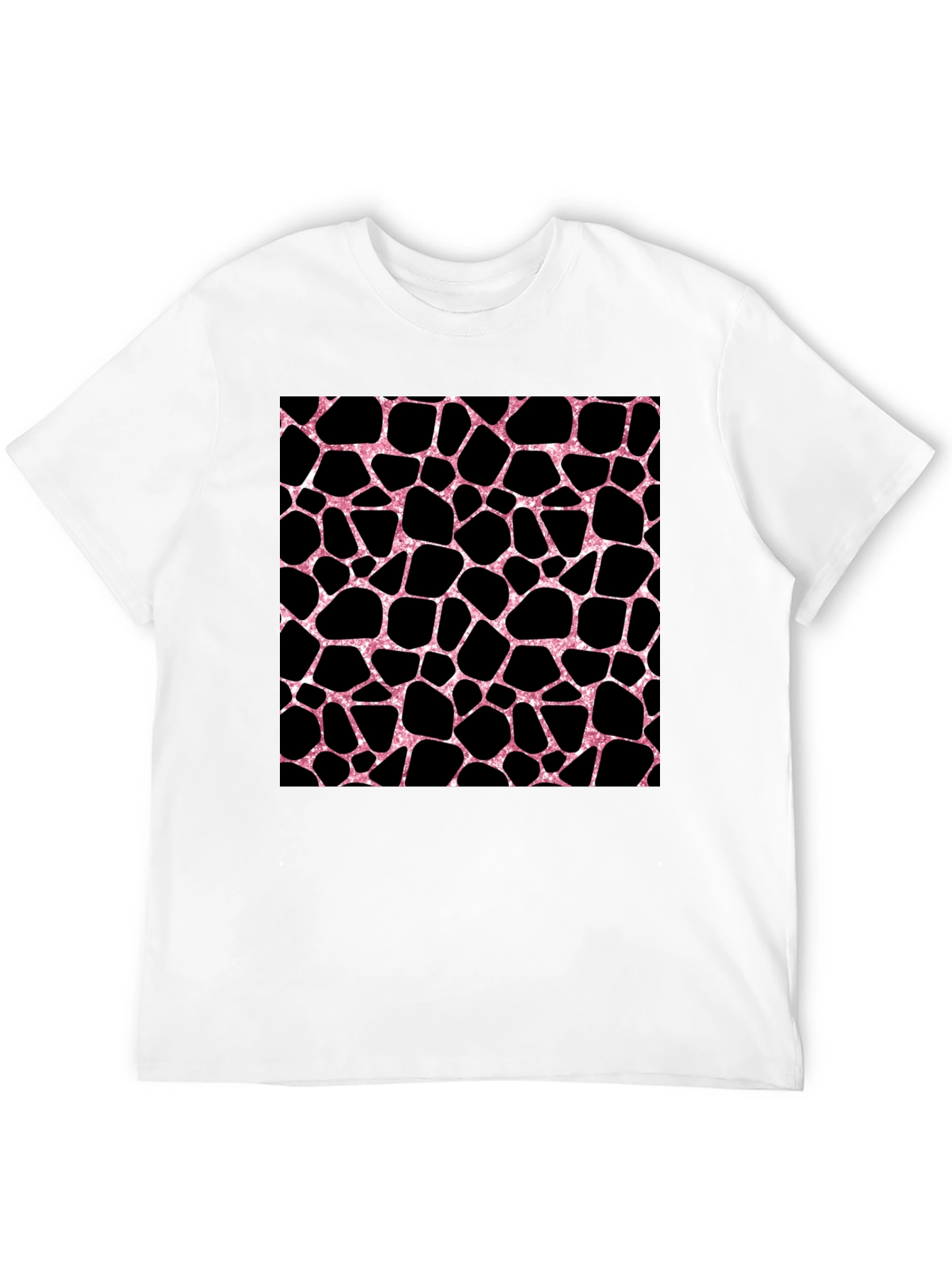 Pink Giraffe Print Black T-Shirt