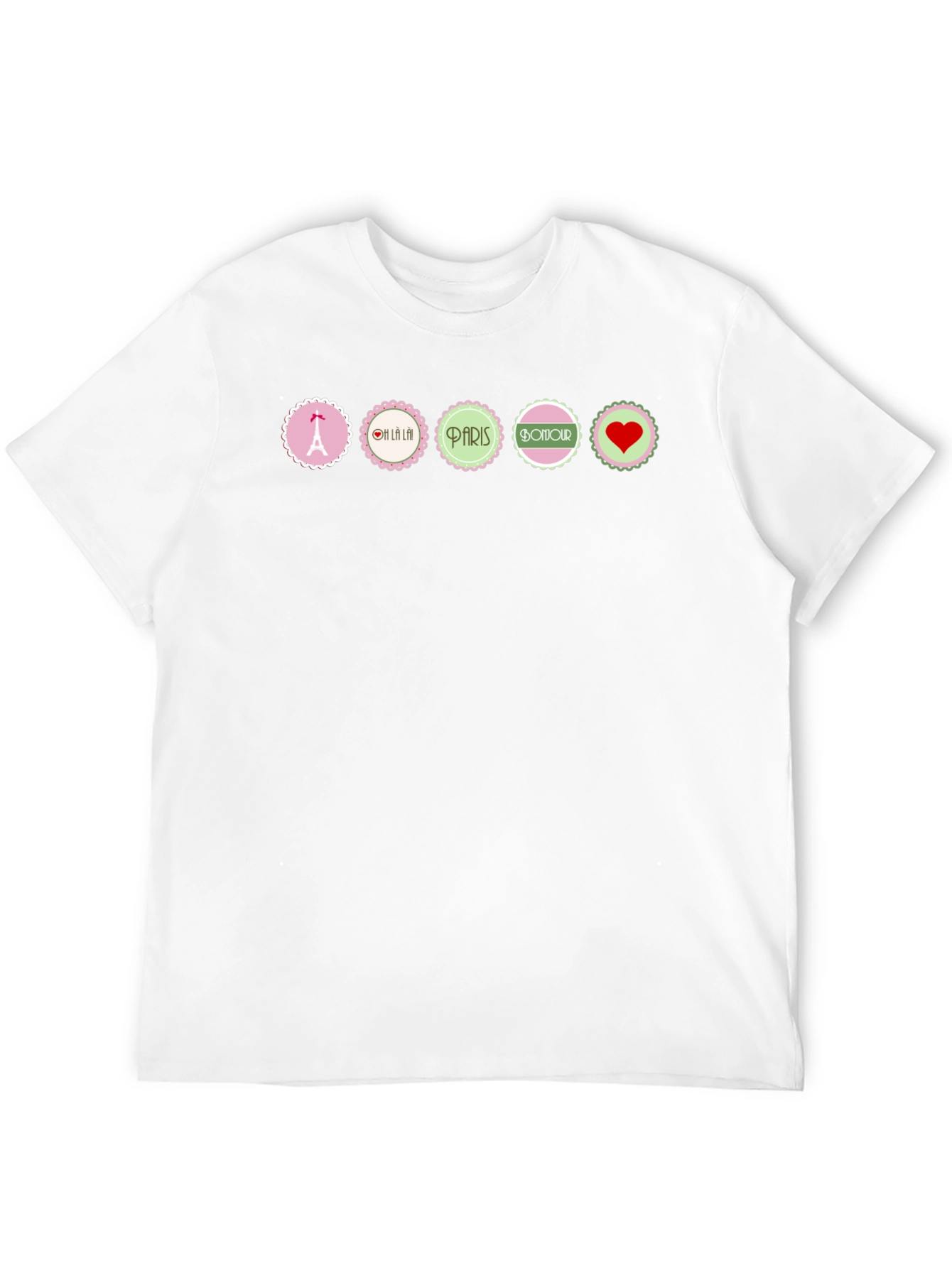 Parisian Chic Graphic T-Shirt - Eiffel Tower Bonjour Heart
