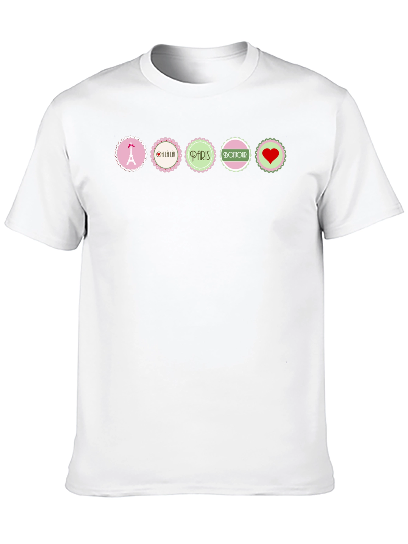 Parisian Chic Graphic T-Shirt - Eiffel Tower Bonjour Heart