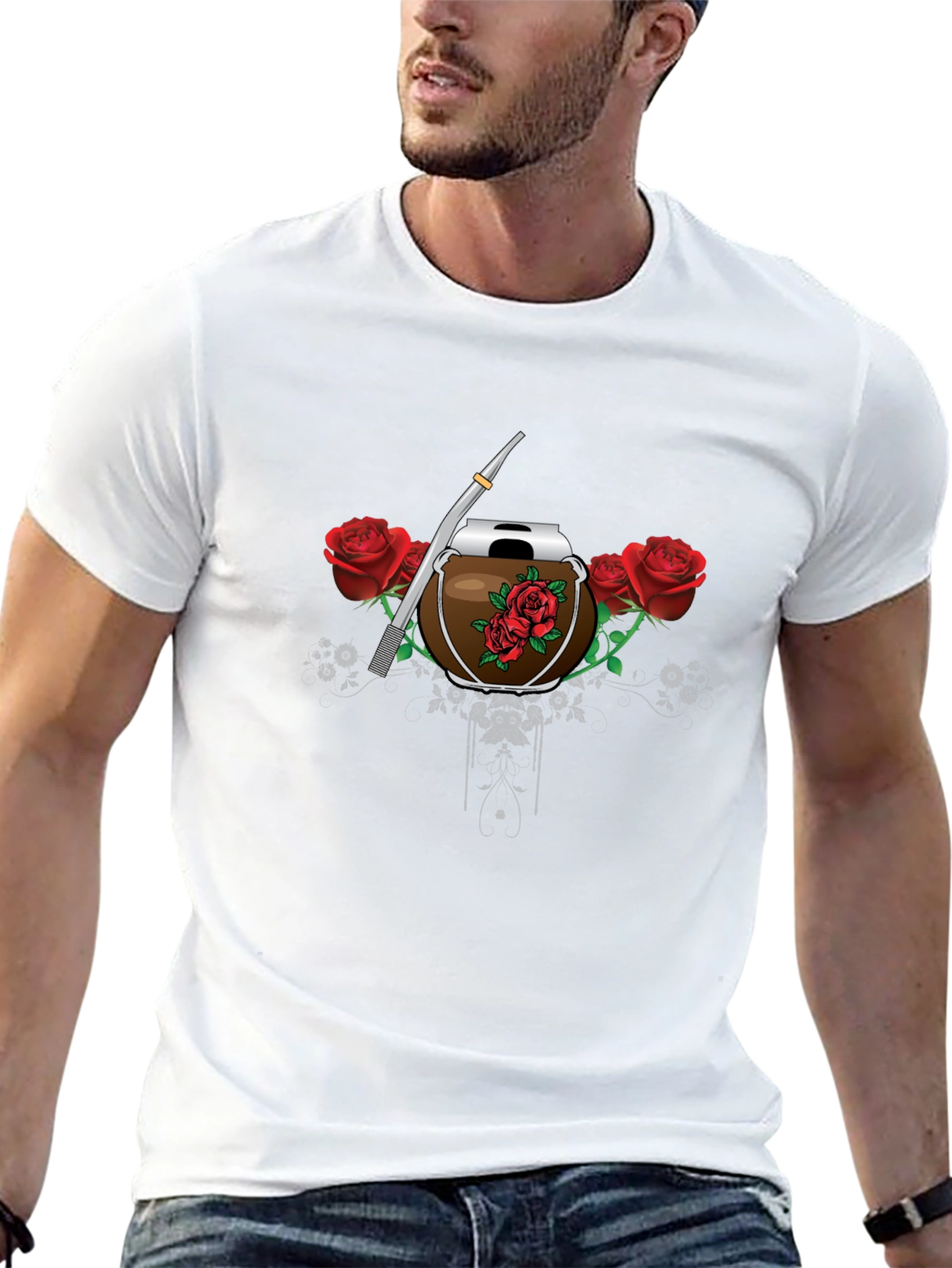 Mate Cup & Roses Graphic T-Shirt