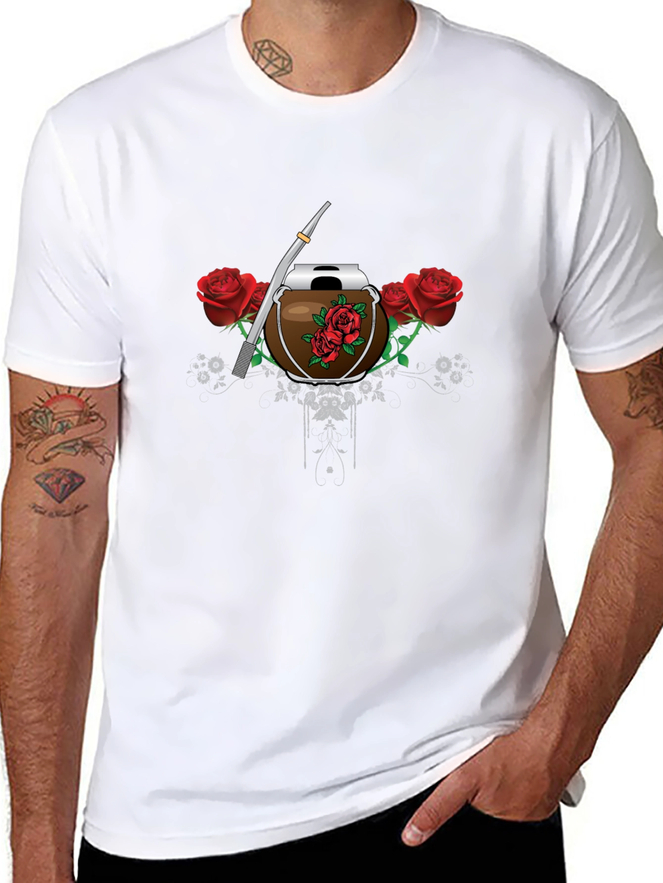 Mate Cup & Roses Graphic T-Shirt
