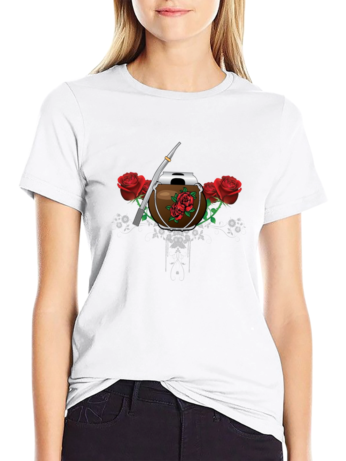 Mate Cup & Roses Graphic T-Shirt
