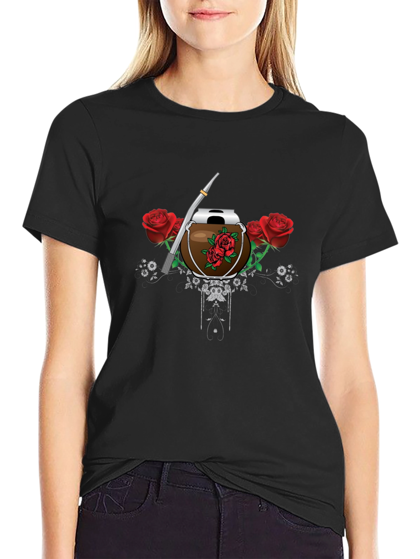 Mate Cup & Roses Graphic T-Shirt