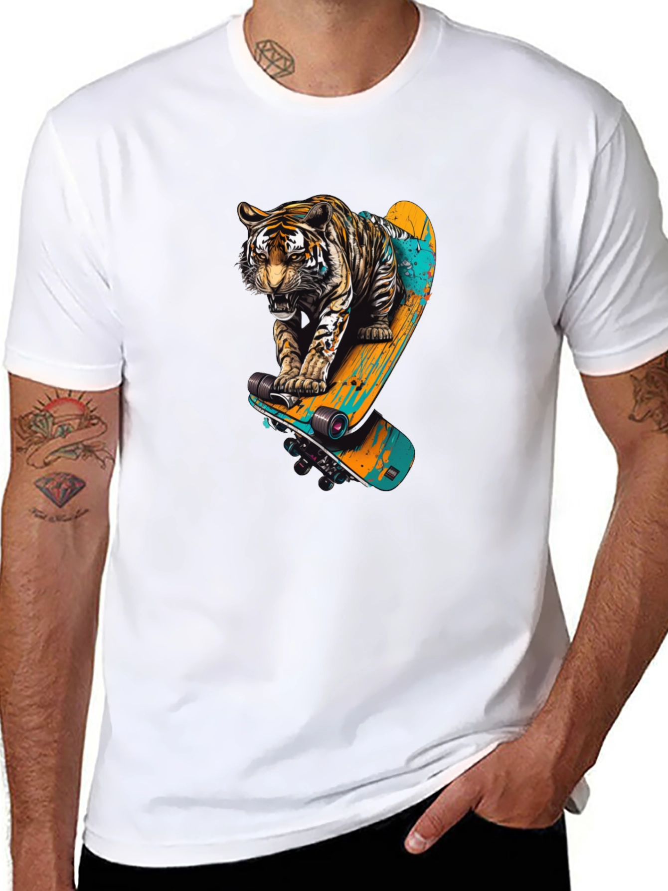 Tiger Skateboard Graphic T-Shirt