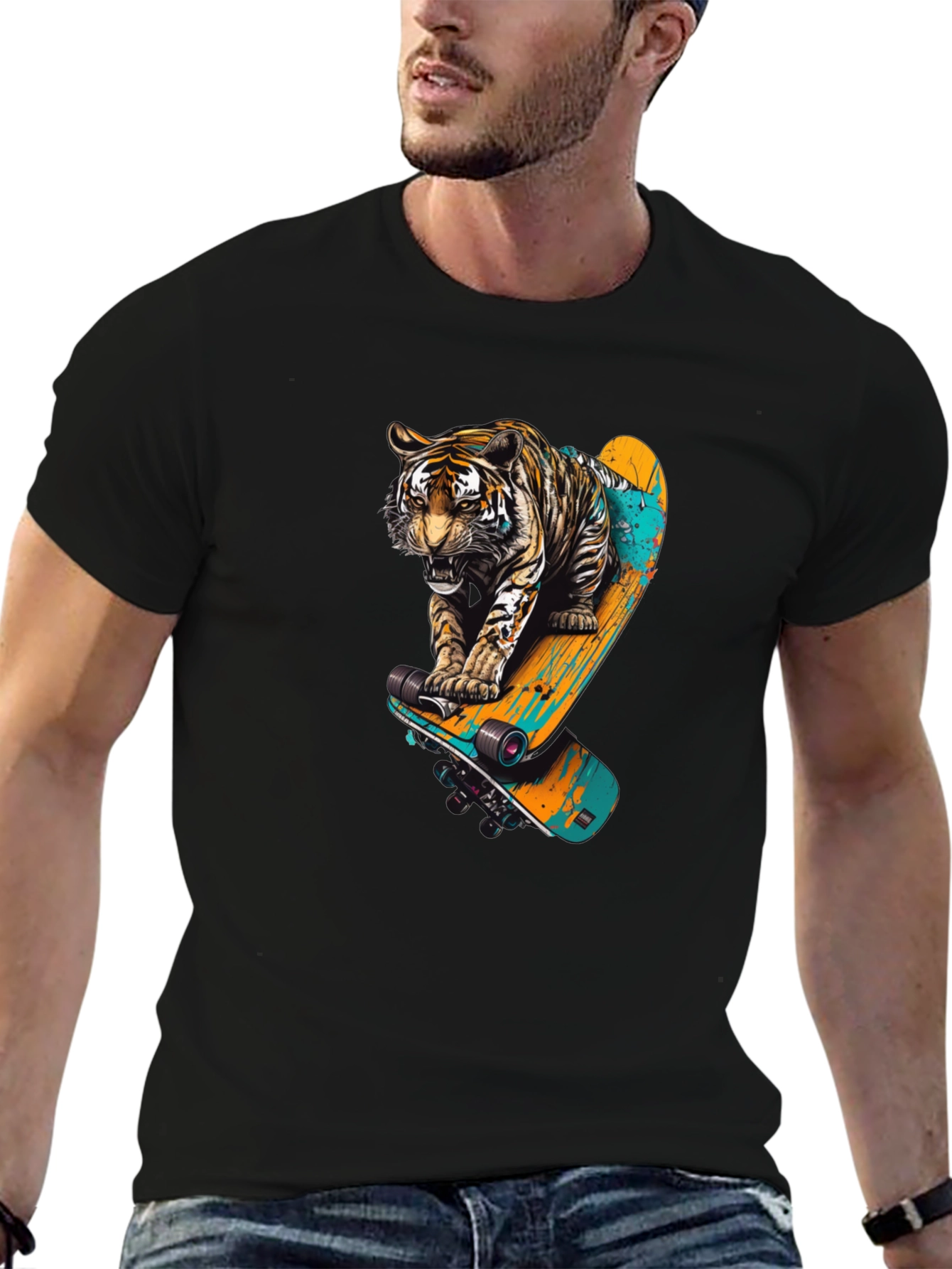 Tiger Skateboard Graphic T-Shirt