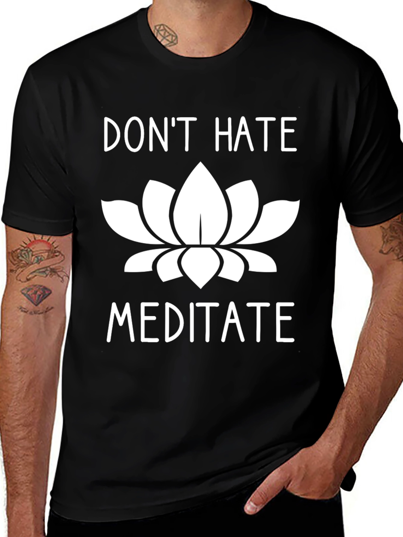 Dont Hate Meditate T-Shirt Yoga Zen Graphic Tee