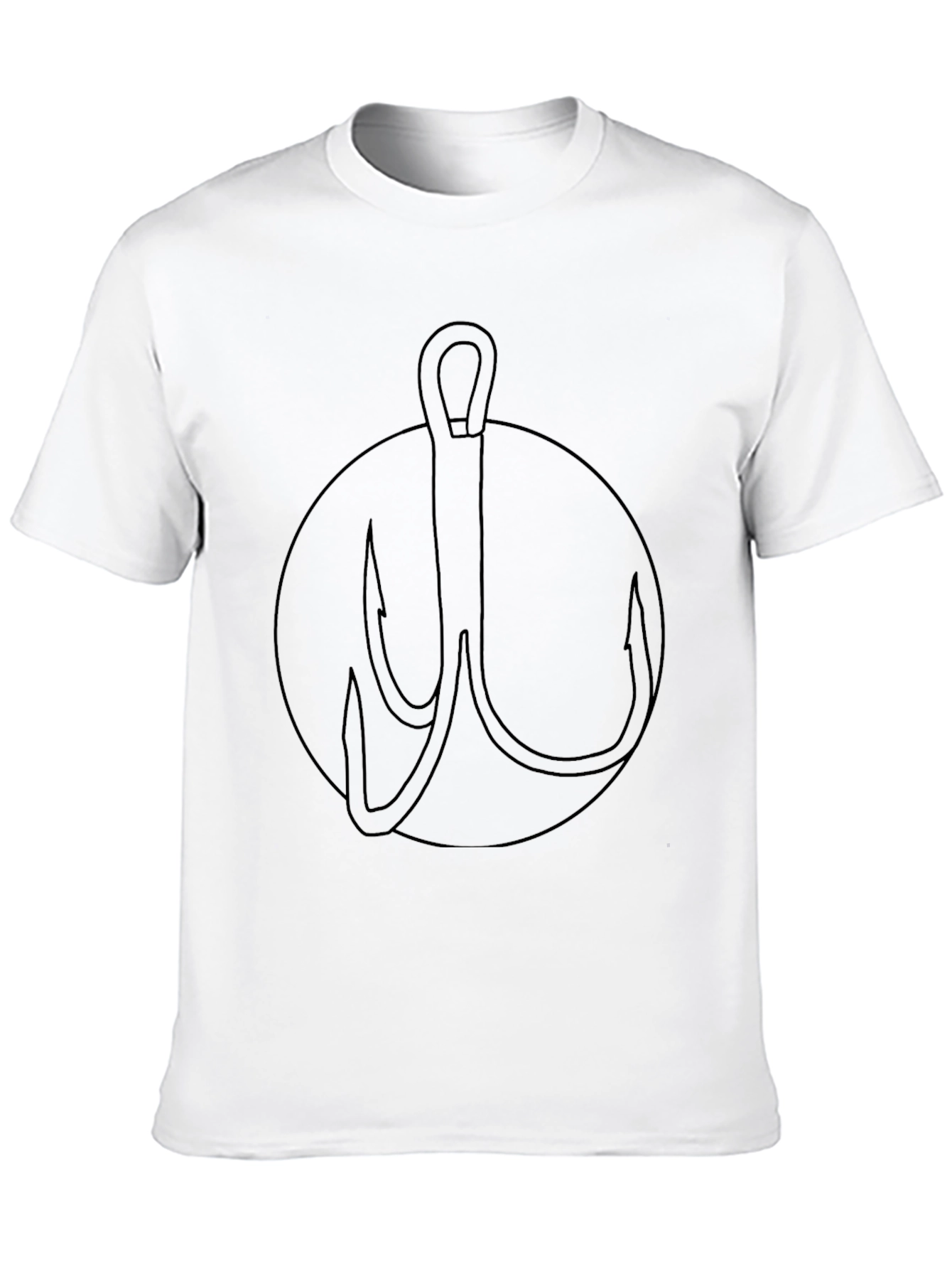 Fishing Hook Graphic Tee - Black Cotton T-Shirt