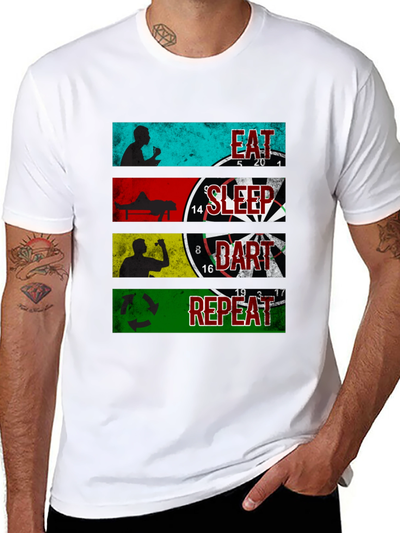 Eat Sleep Dart Repeat Graphic Tee - Black