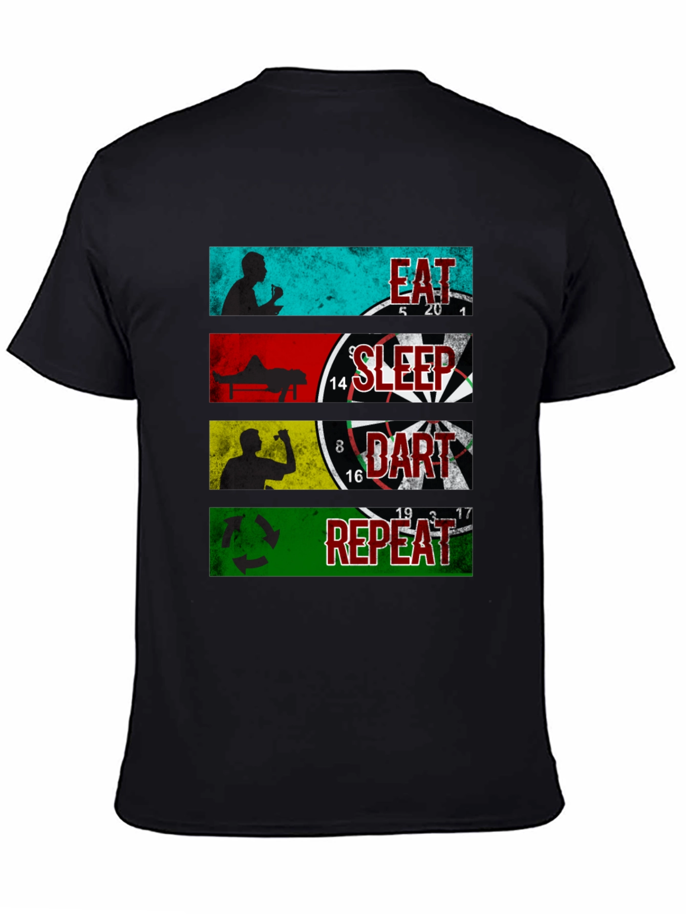 Eat Sleep Dart Repeat Graphic Tee - Black