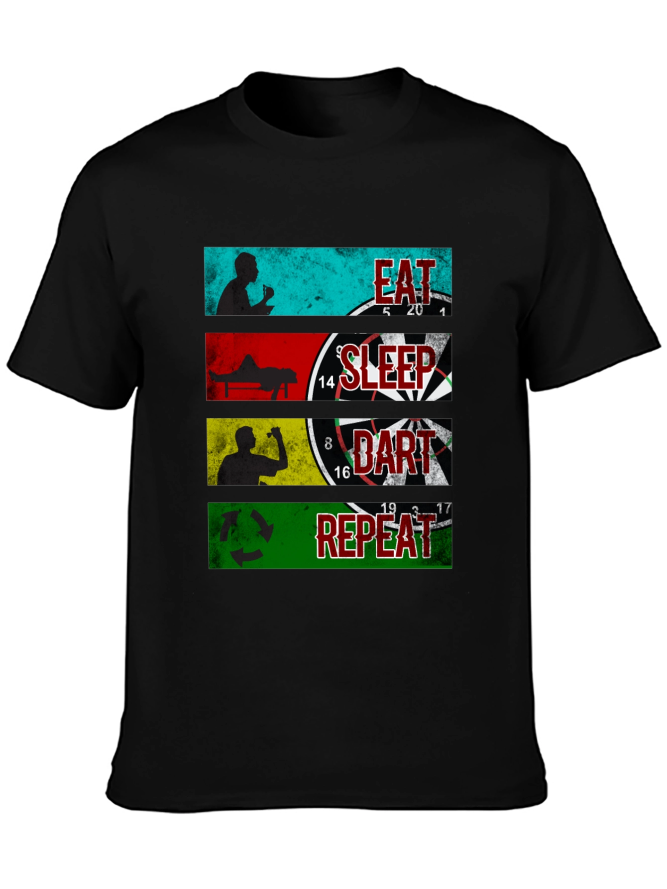 Eat Sleep Dart Repeat Graphic Tee - Black