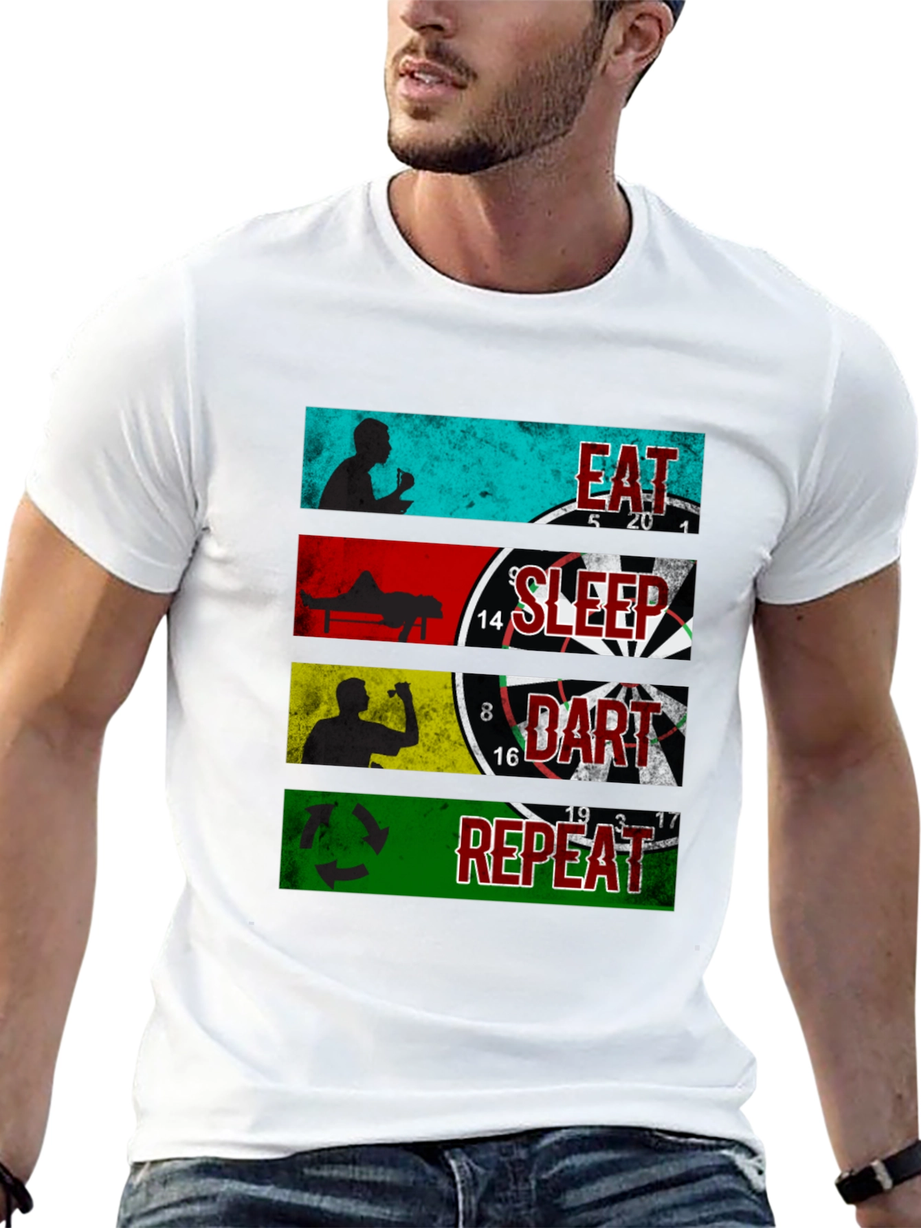 Eat Sleep Dart Repeat Graphic Tee - Black