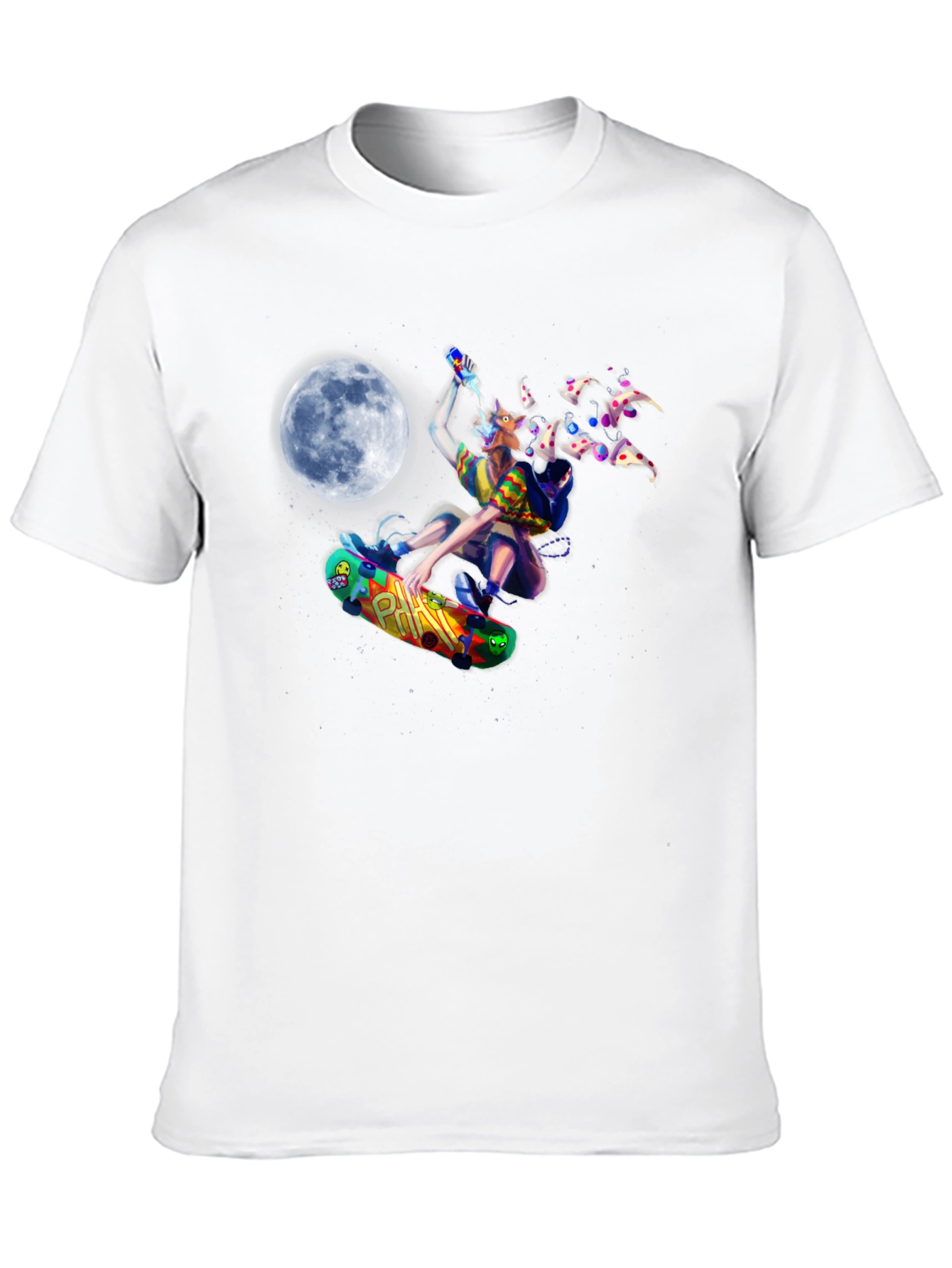 Skateboarding Pizza Wolf Black T-Shirt
